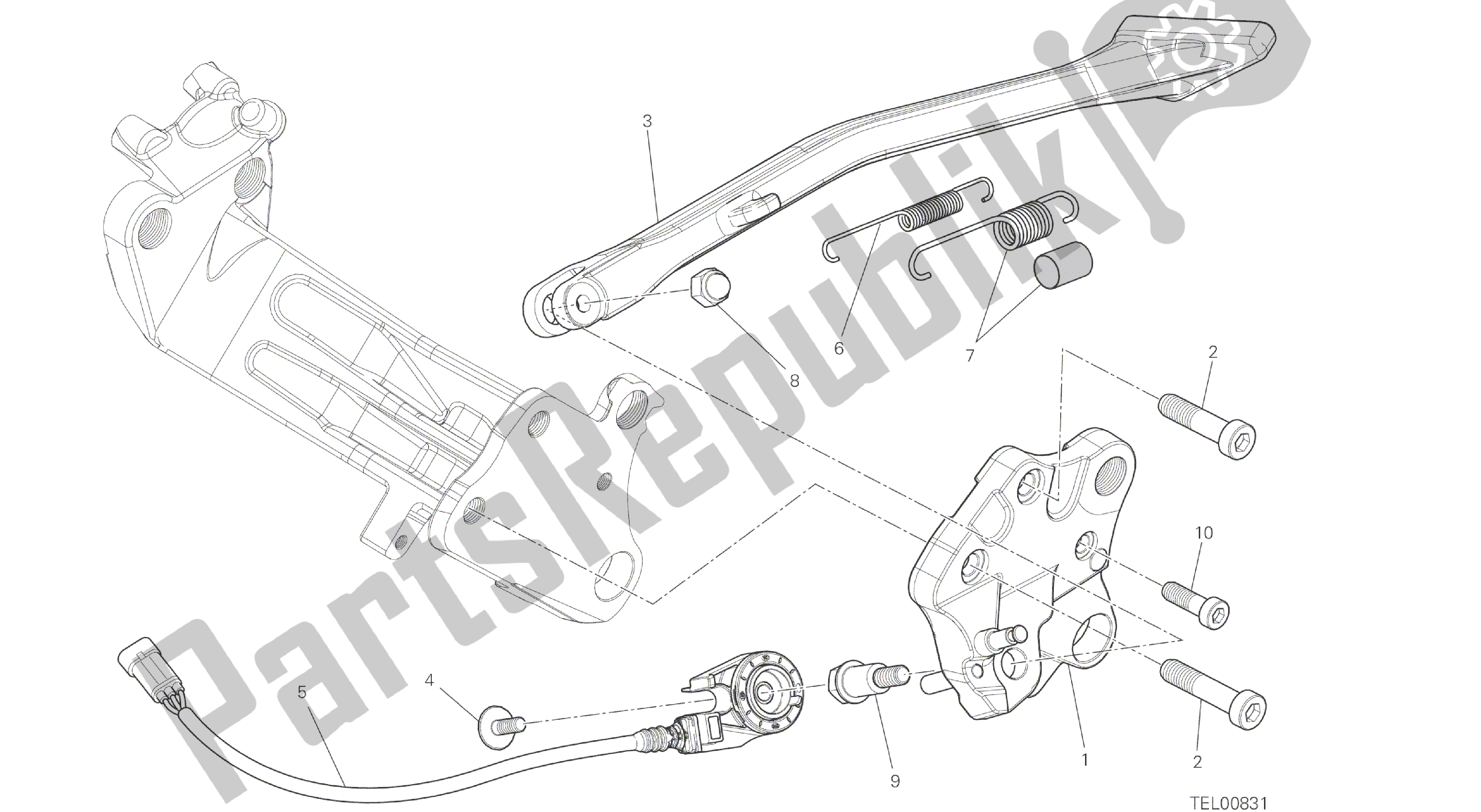 Todas las partes para Dibujo 22a - Bastidor De Grupo De Soporte Lateral [mod: Dvl] de Ducati Diavel 1200 2016