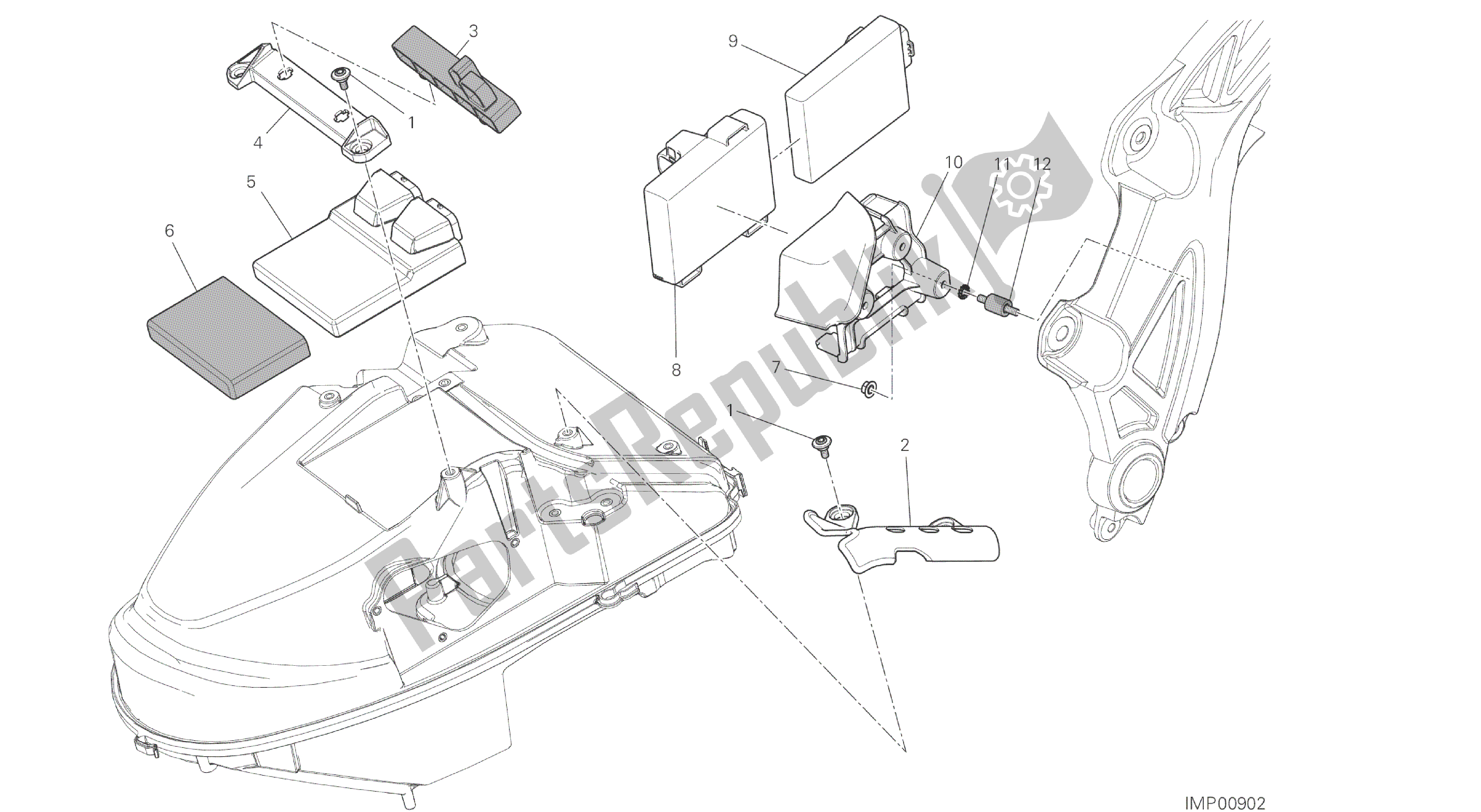 Todas las partes para Dibujo 18a - Unidad De Control Del Motor [mod: Dvl] Grupo Eléctrico de Ducati Diavel 1200 2016
