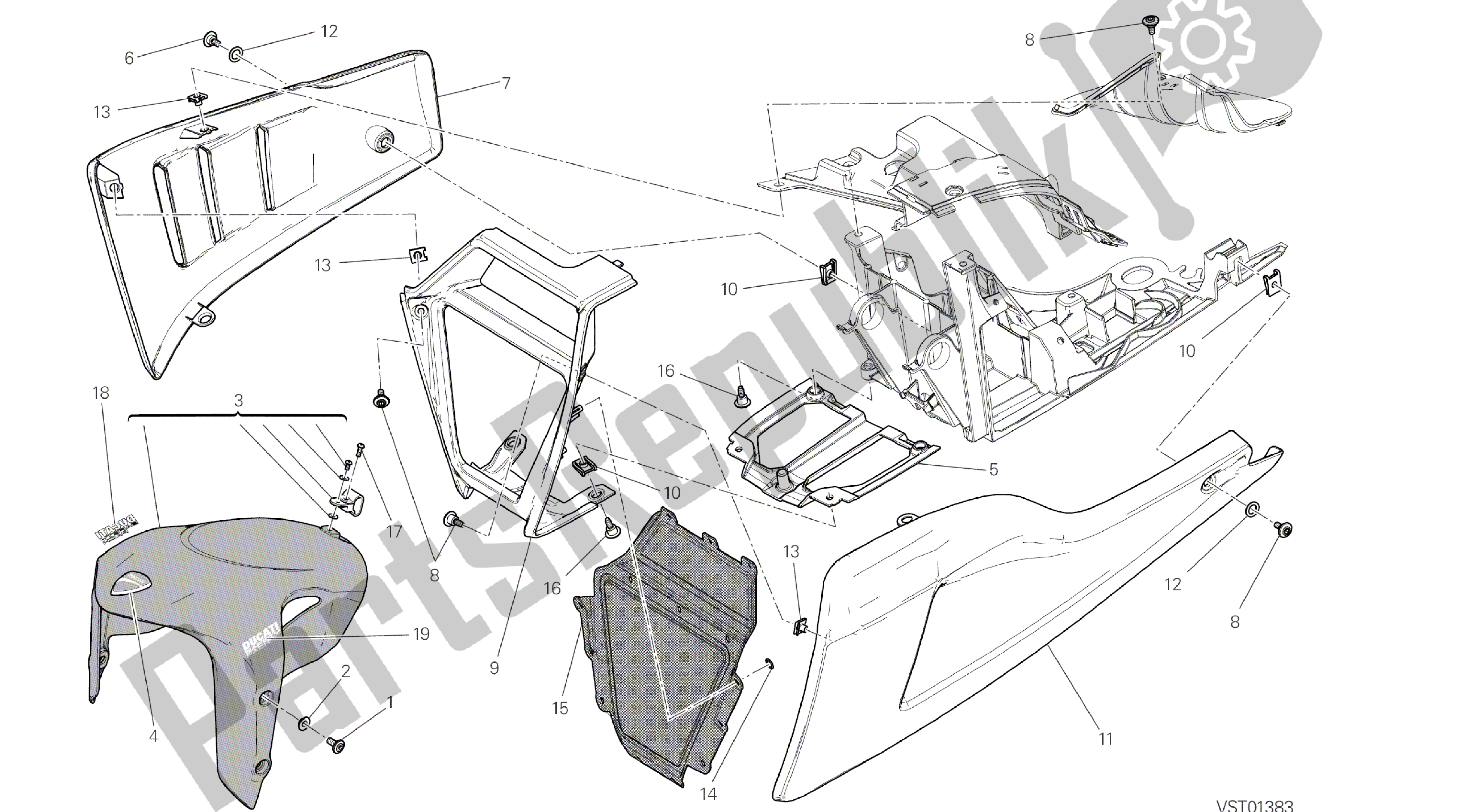 Todas las partes para Dibujo 34b - Marco De Grupo Guardabarros Delantero [mod: Dvl] de Ducati Diavel 1200 2016