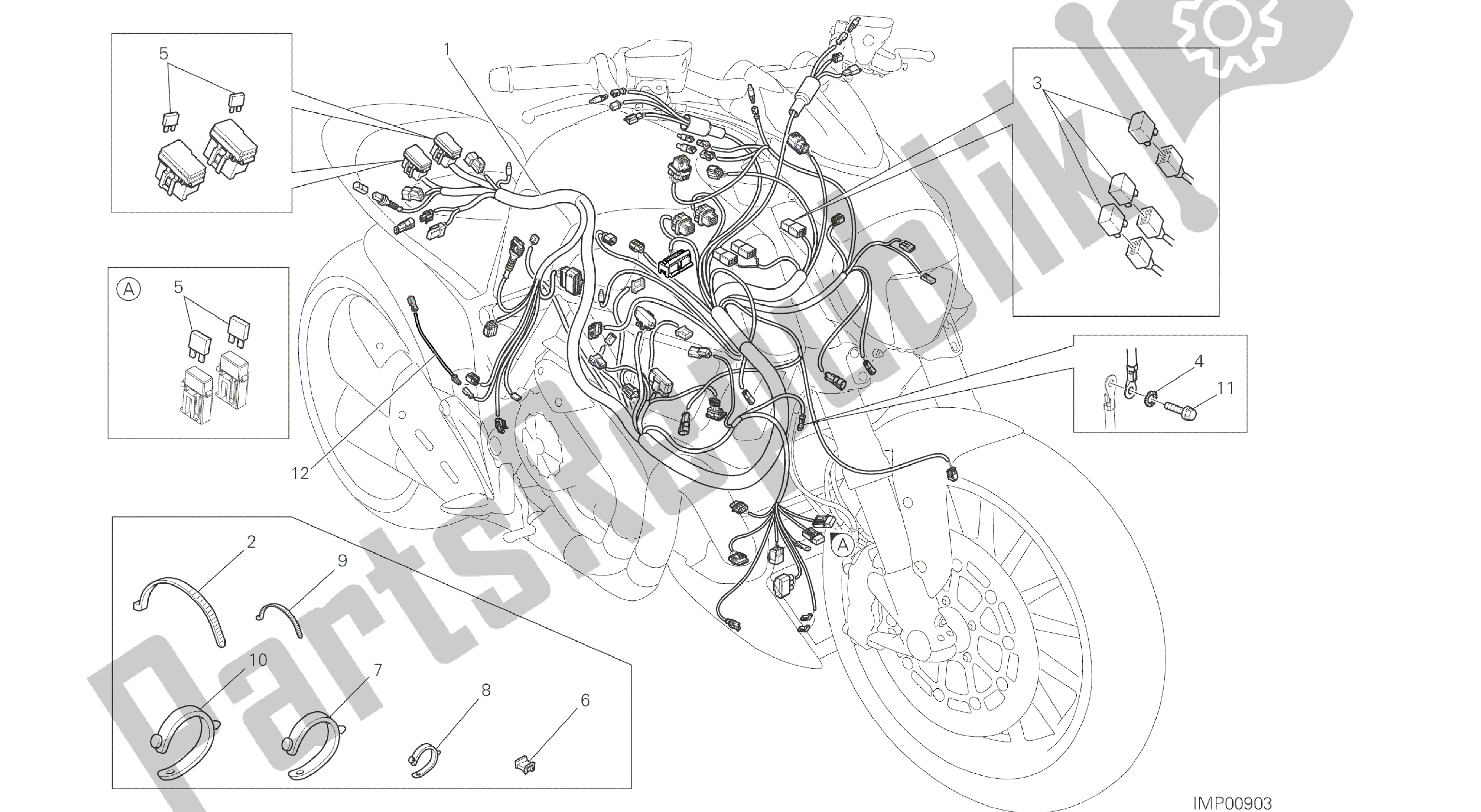 Todas las partes para Dibujo 18b - Mazo De Cables [mod: Dvl] Grupo Eléctrico de Ducati Diavel 1200 2016