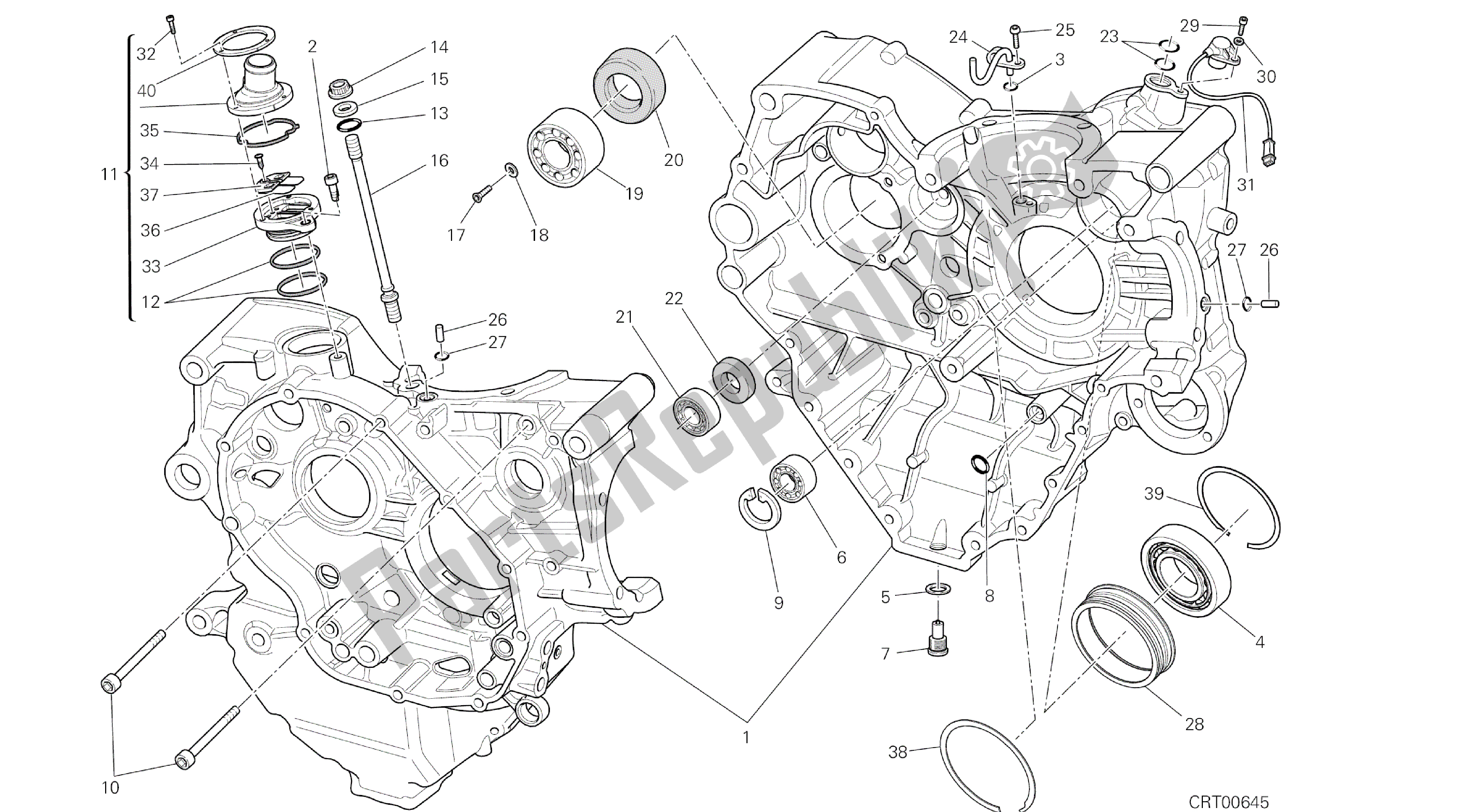 Todas las partes para Dibujo 010 - Motor De Grupo Par De Cárter Medio [mod: Dvl] de Ducati Diavel 1200 2016