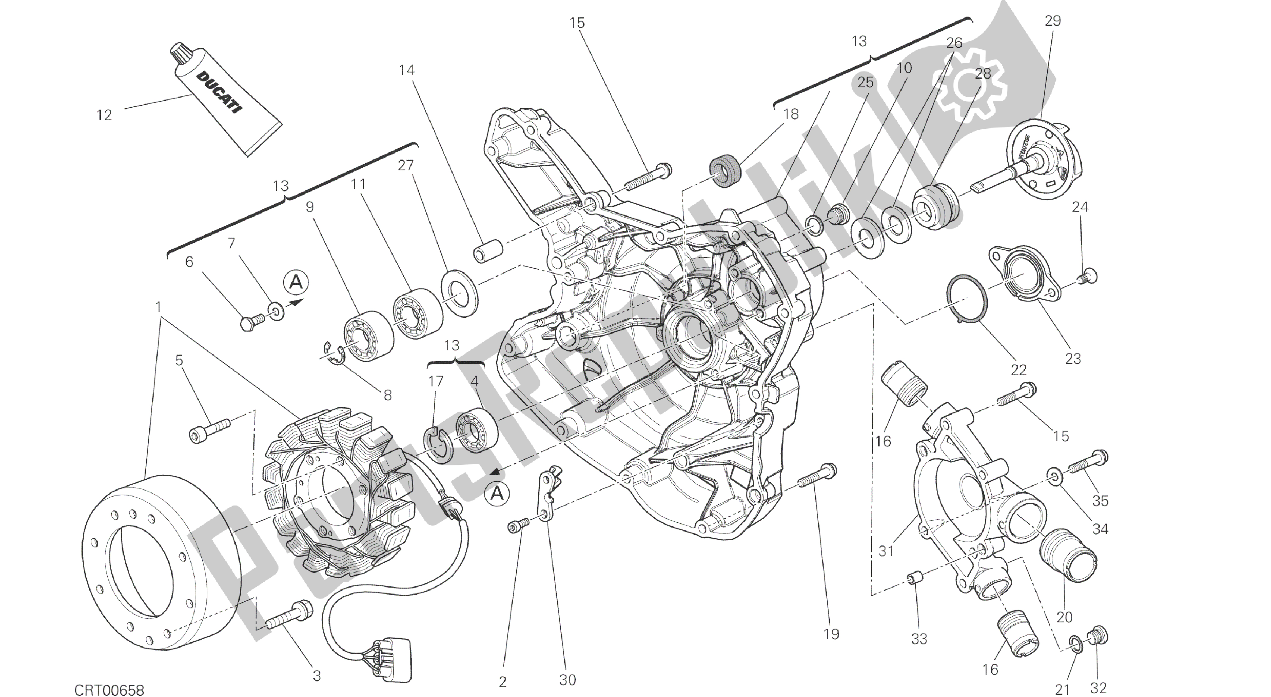 Todas las partes para Dibujo 011 - Motor De Grupo De Bomba De Agua-altr-side Crnkcse [mod: Dvl] de Ducati Diavel 1200 2016