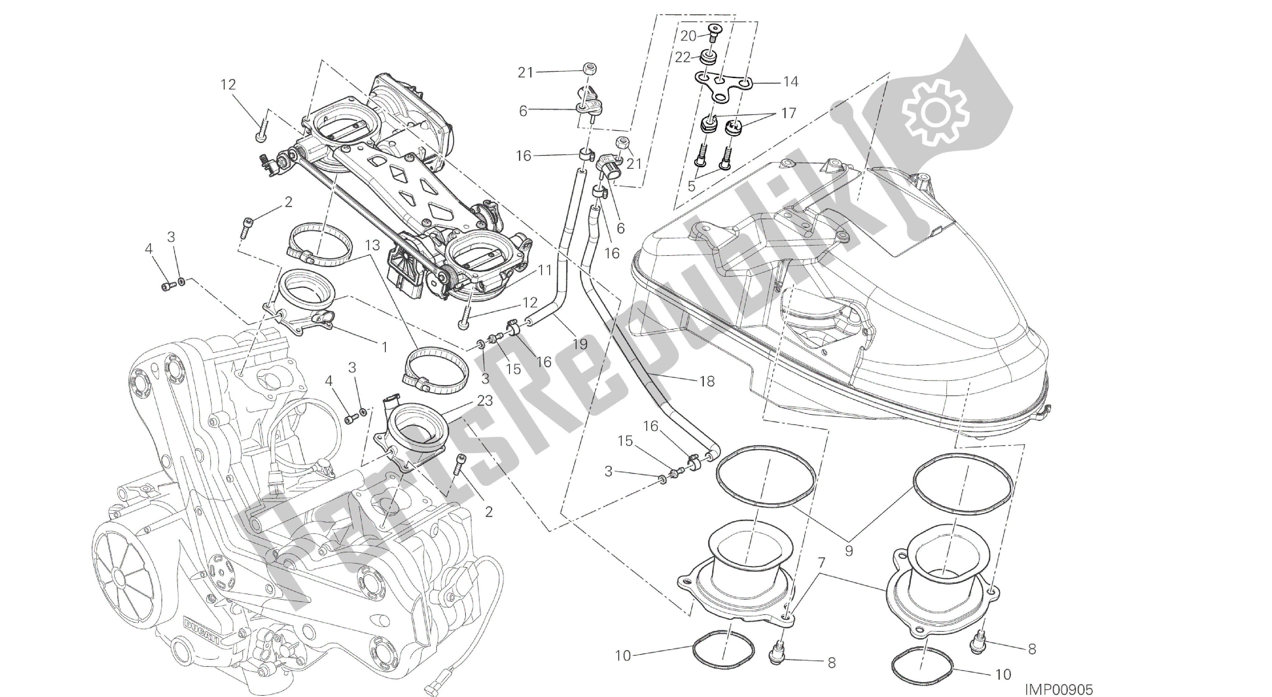 Todas las partes para Dibujo 017 - Cuerpo Del Acelerador [mod: Dvl; Xst: Aus, Eur, Fra, Jap] Motor De Grupo de Ducati Diavel 1200 2016