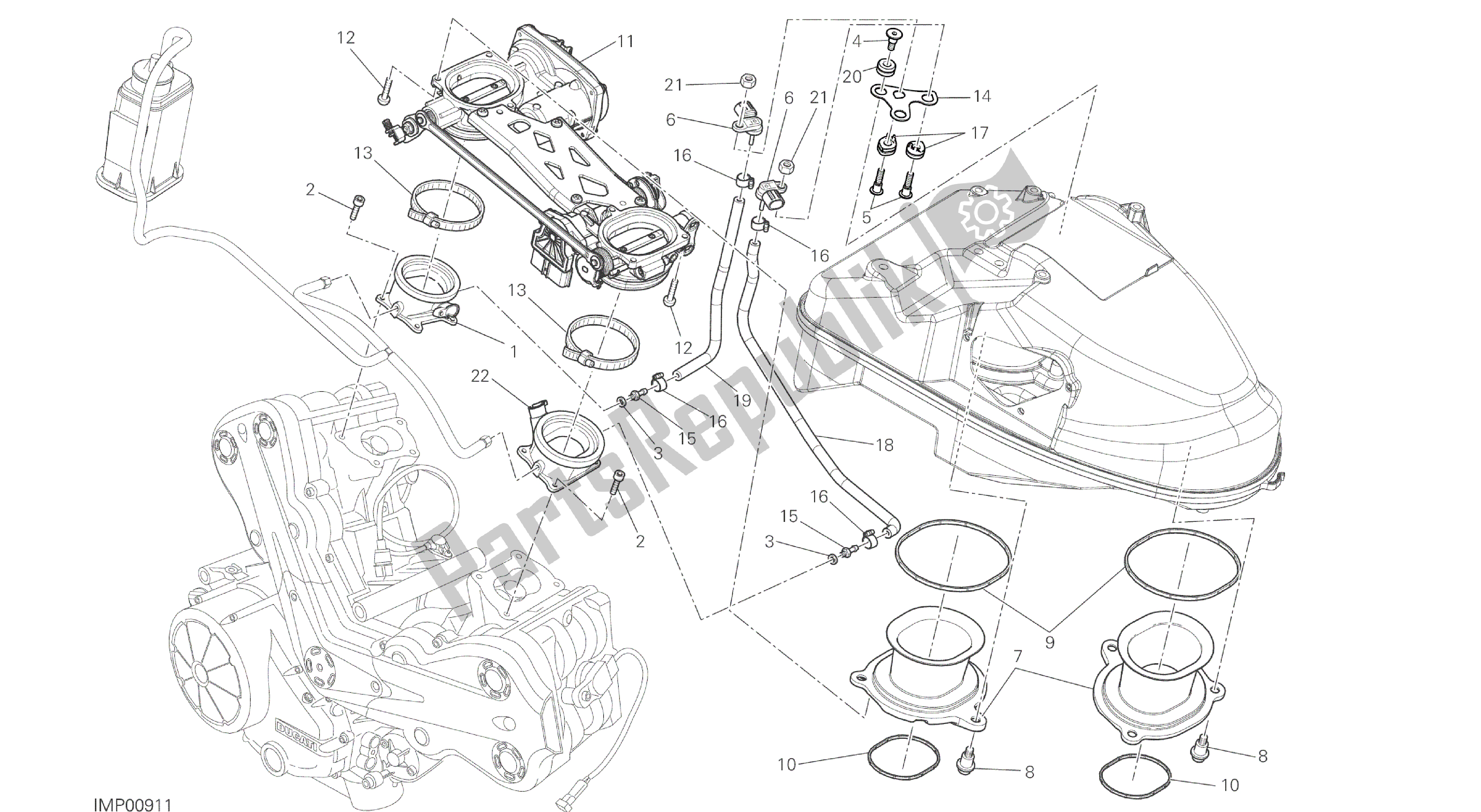Todas las partes para Dibujo 017 - Cuerpo Del Acelerador [mod: Dvl; Xst: Twn] Motor De Grupo de Ducati Diavel 1200 2016