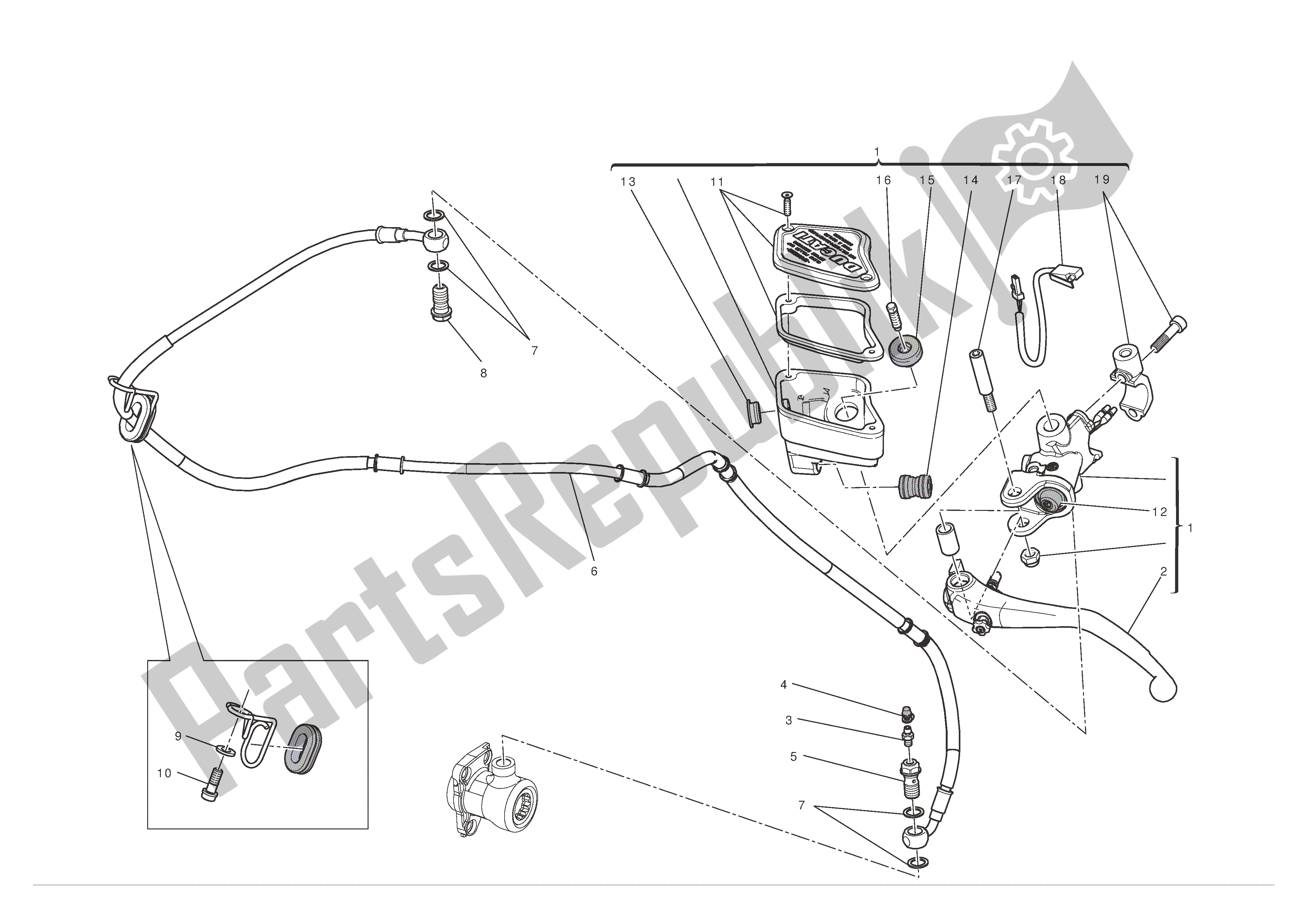 Alle onderdelen voor de Koppeling Controle van de Ducati Diavel 1200 2012