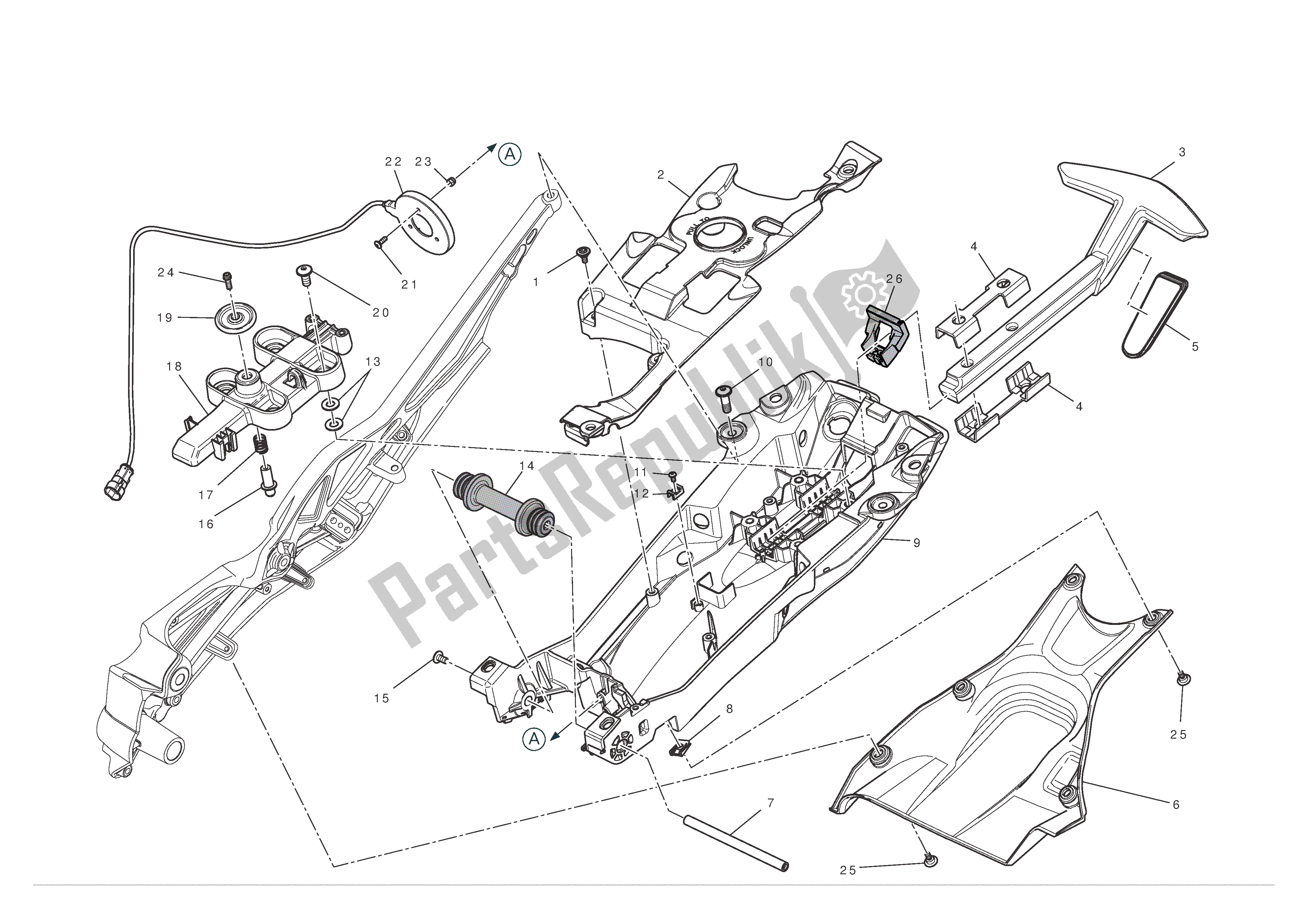 Todas as partes de Subframe Traseiro do Ducati Diavel 1200 2012