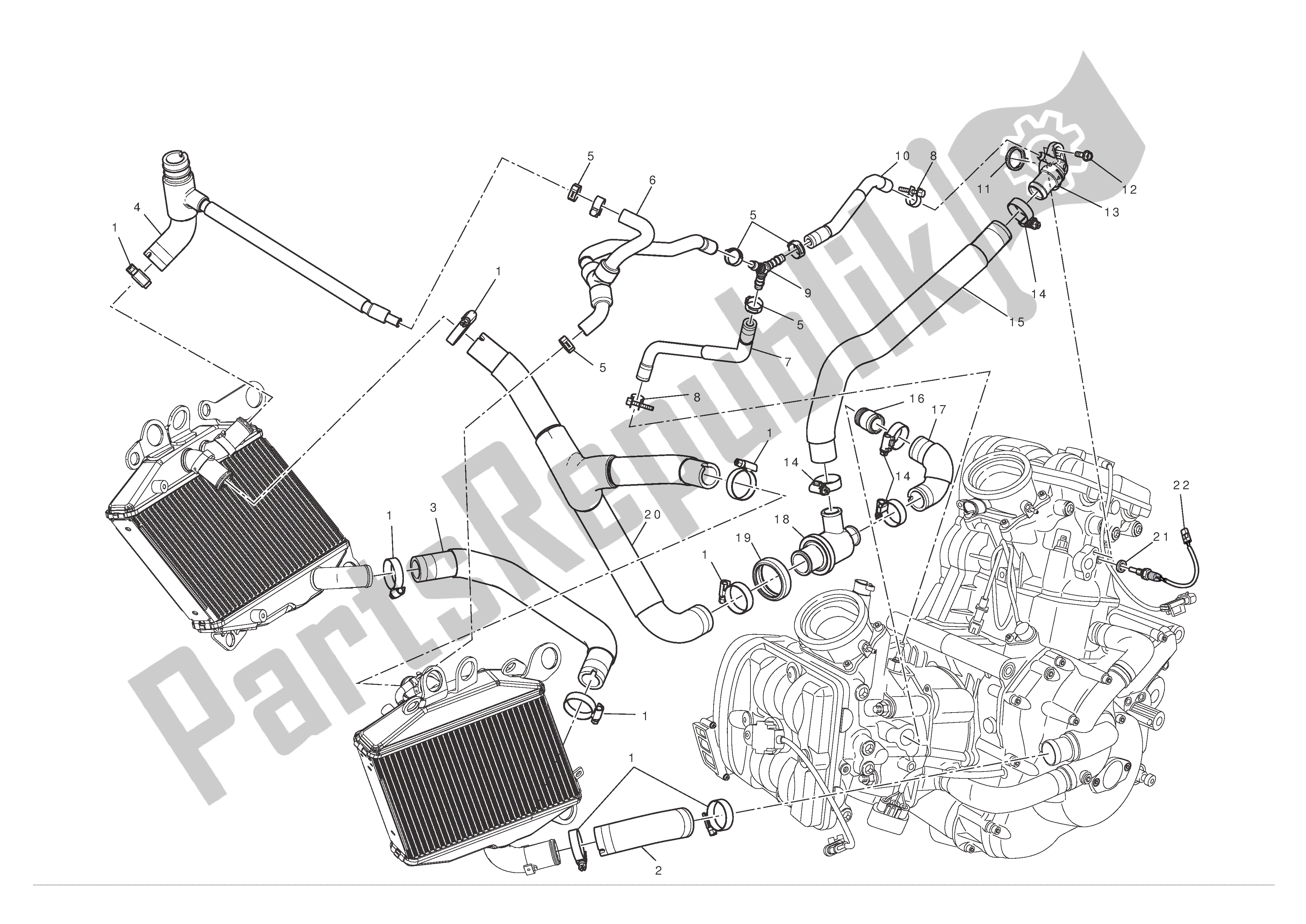 Todas las partes para Sistema De Refrigeración de Ducati Diavel 1200 2012