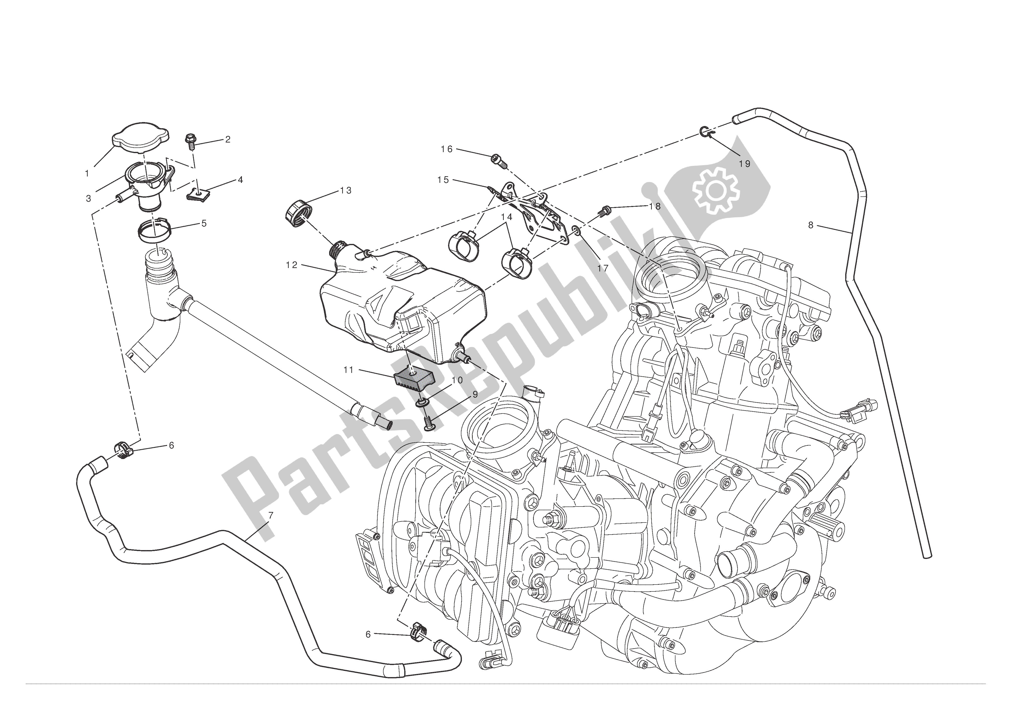 Alle onderdelen voor de Expansievat van de Ducati Diavel 1200 2012