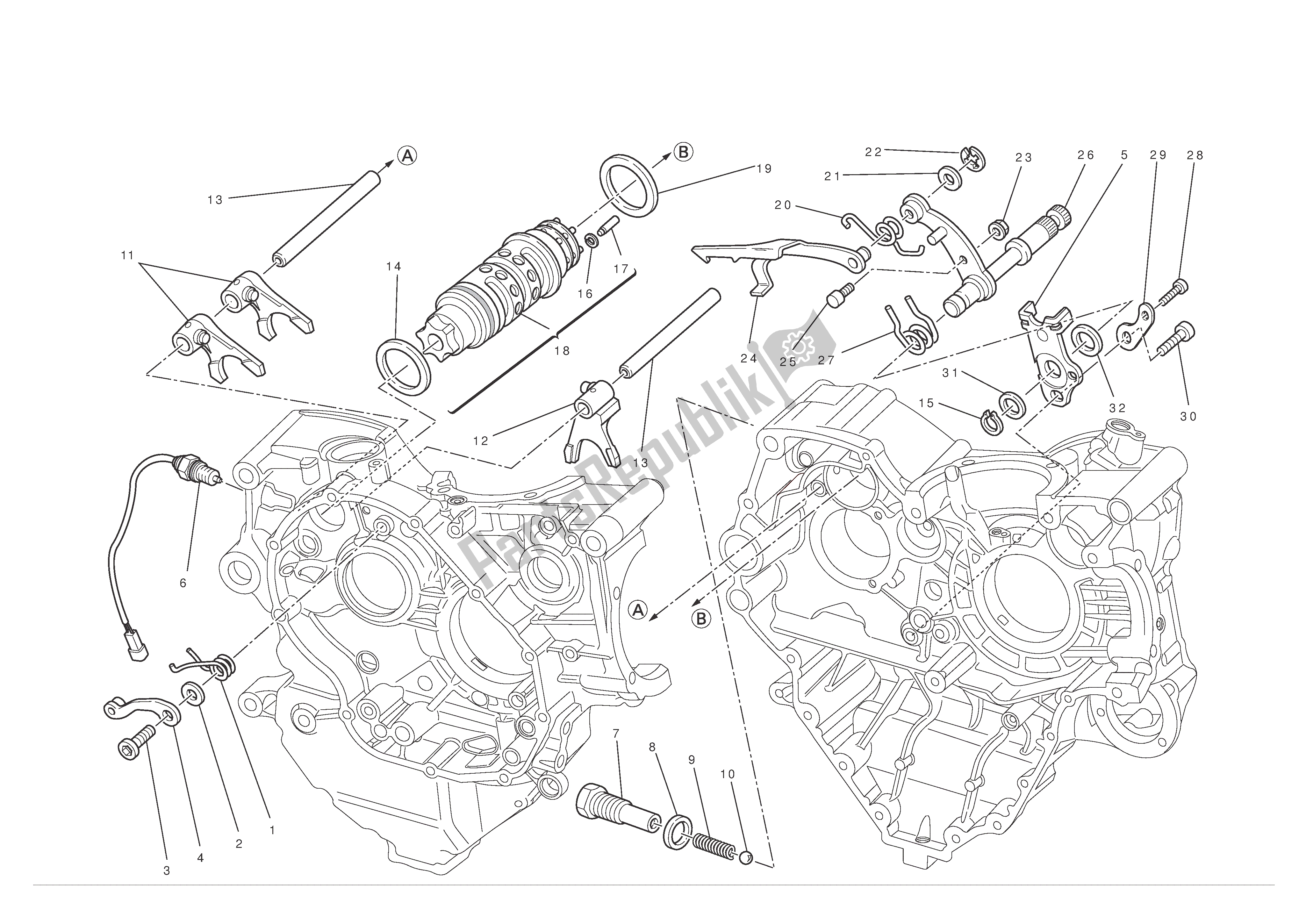 Alle onderdelen voor de Schakeling van de Ducati Diavel 1200 2012