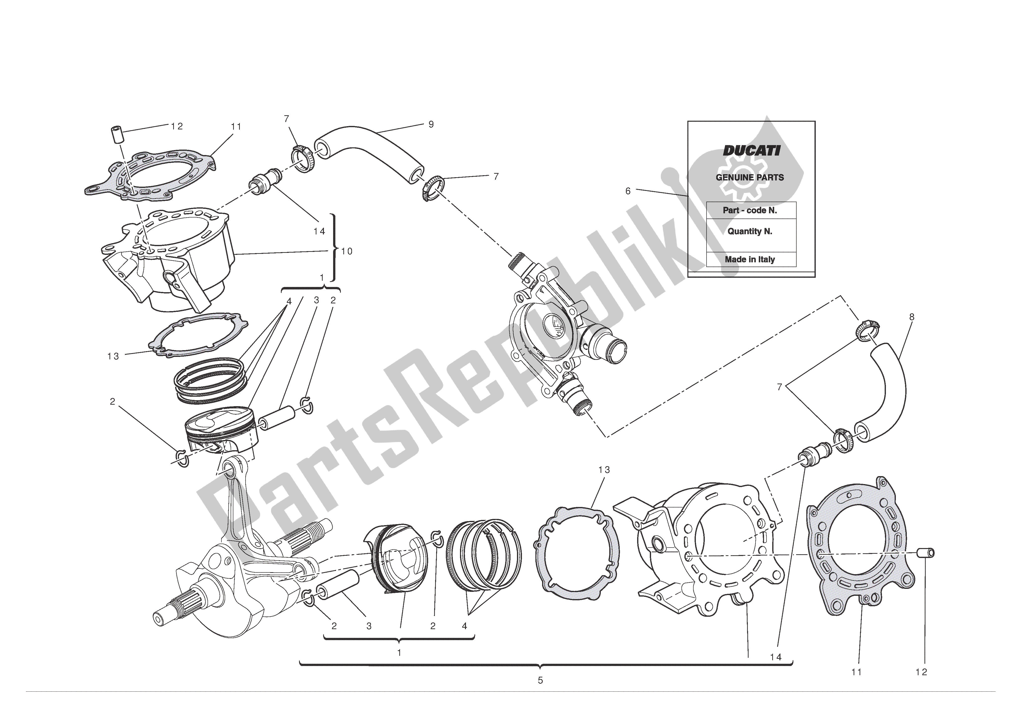 Alle onderdelen voor de Cilinders - Zuigers van de Ducati Diavel 1200 2012