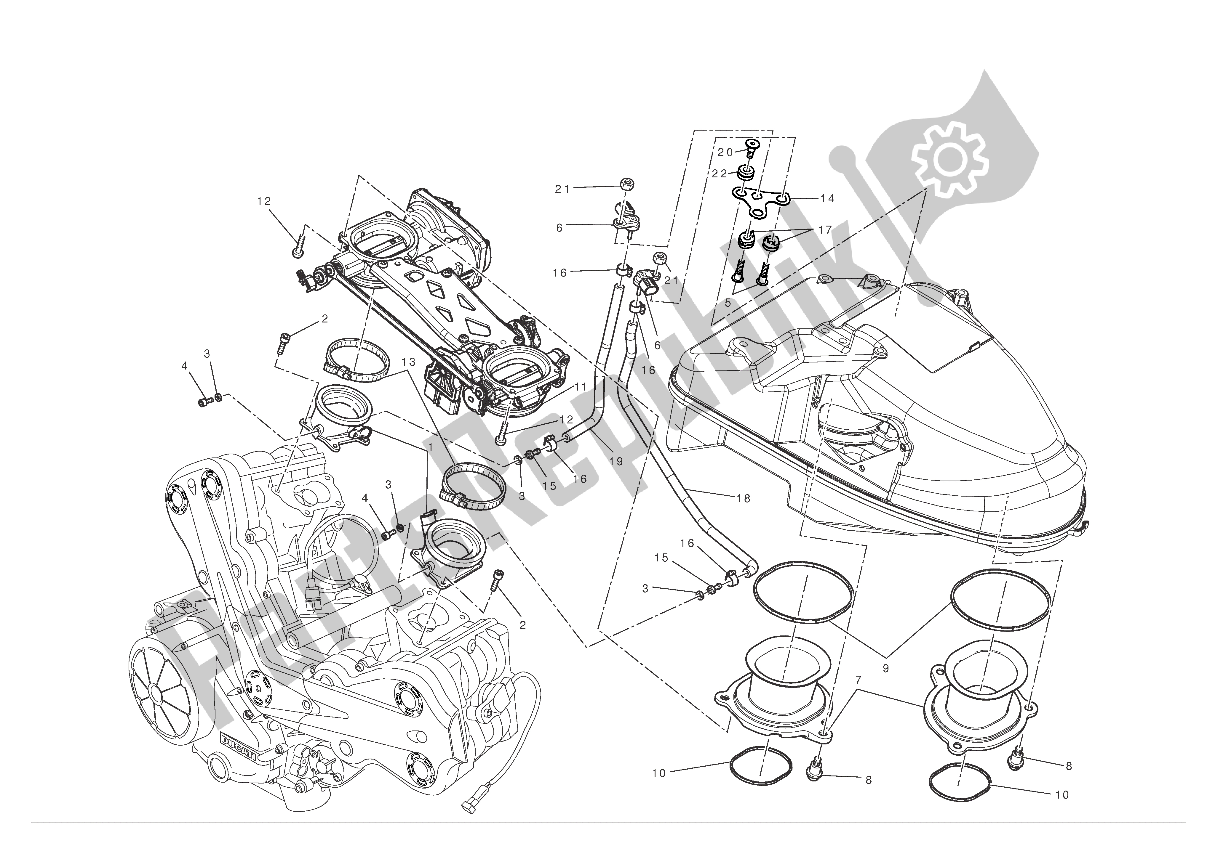 Alle onderdelen voor de Gasklephuis van de Ducati Diavel 1200 2012