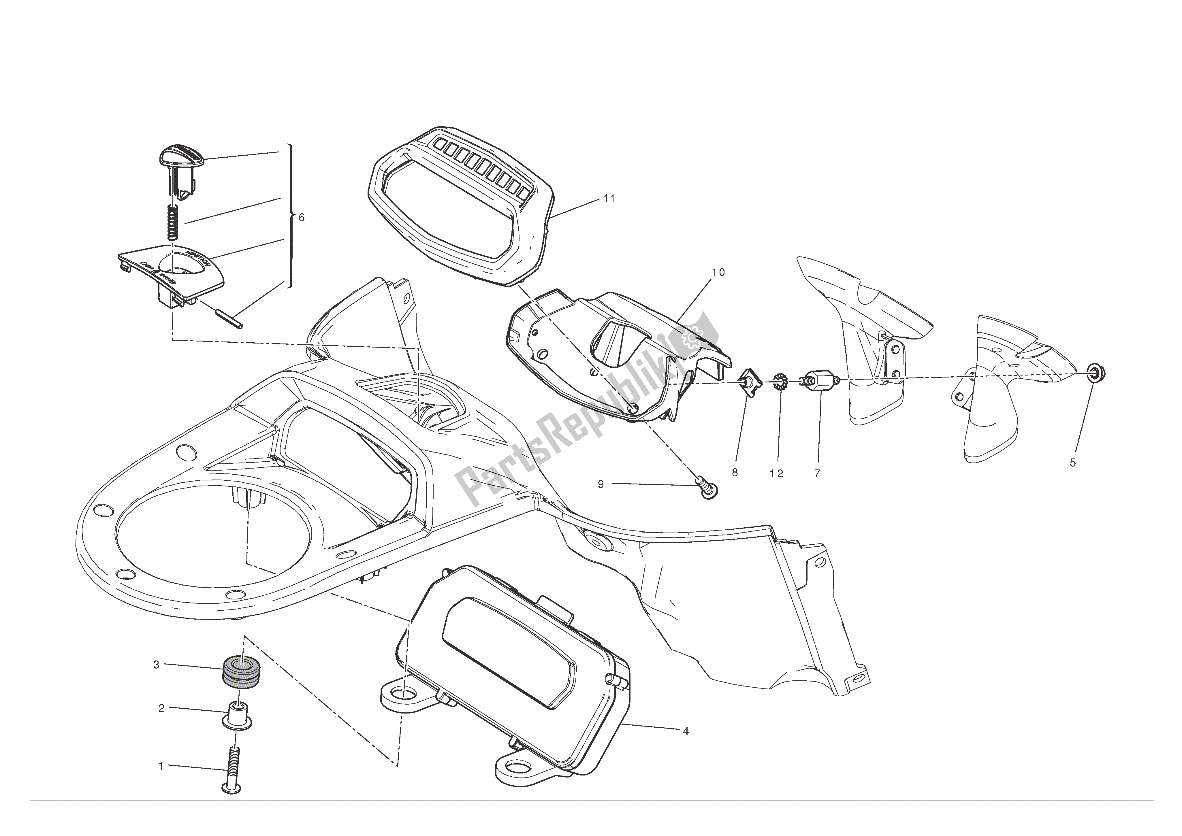 Tutte le parti per il Pannello Degli Strumenti del Ducati Diavel 1200 2012