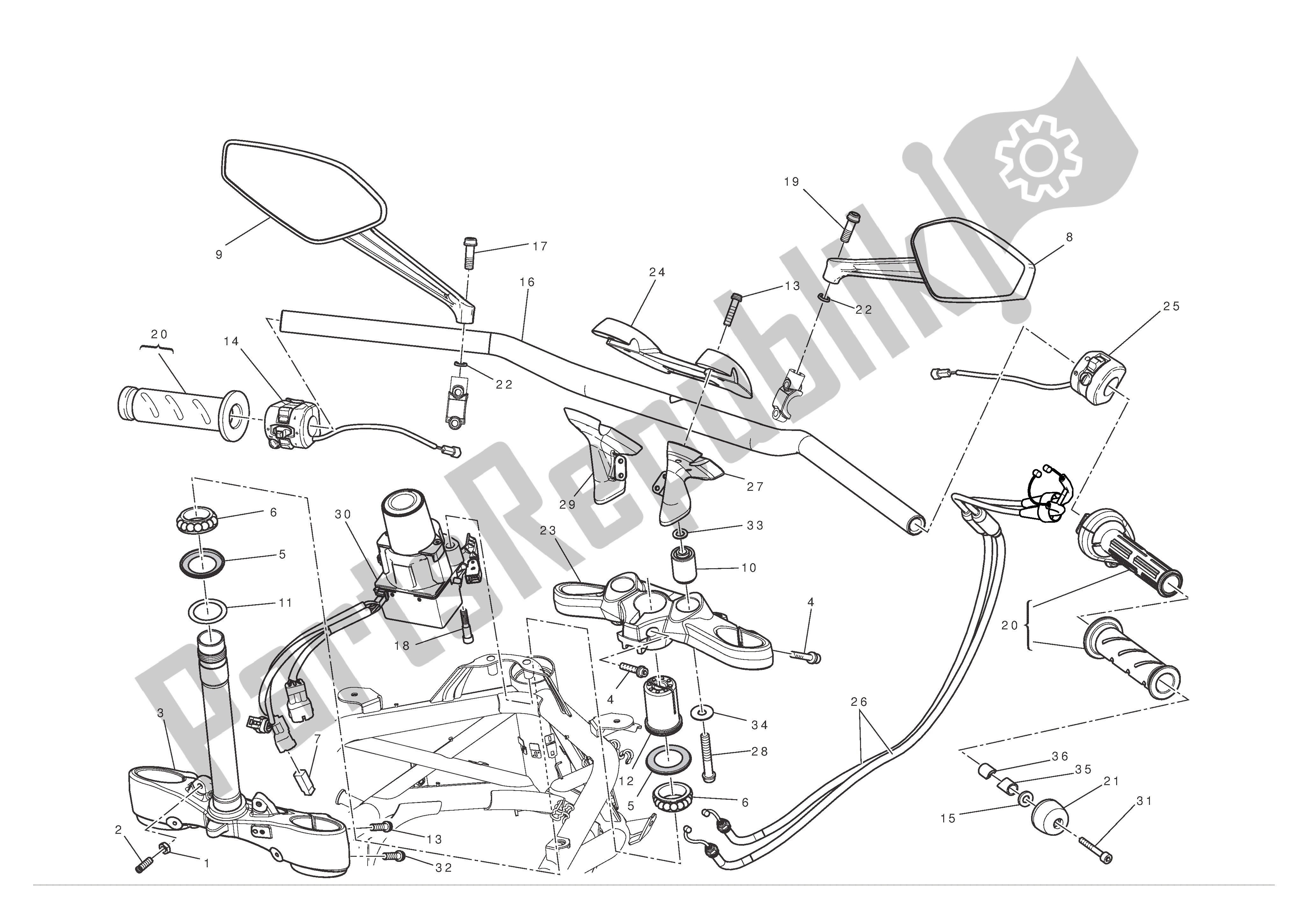 Alle onderdelen voor de Stuur En Bedieningselementen van de Ducati Diavel 1200 2012