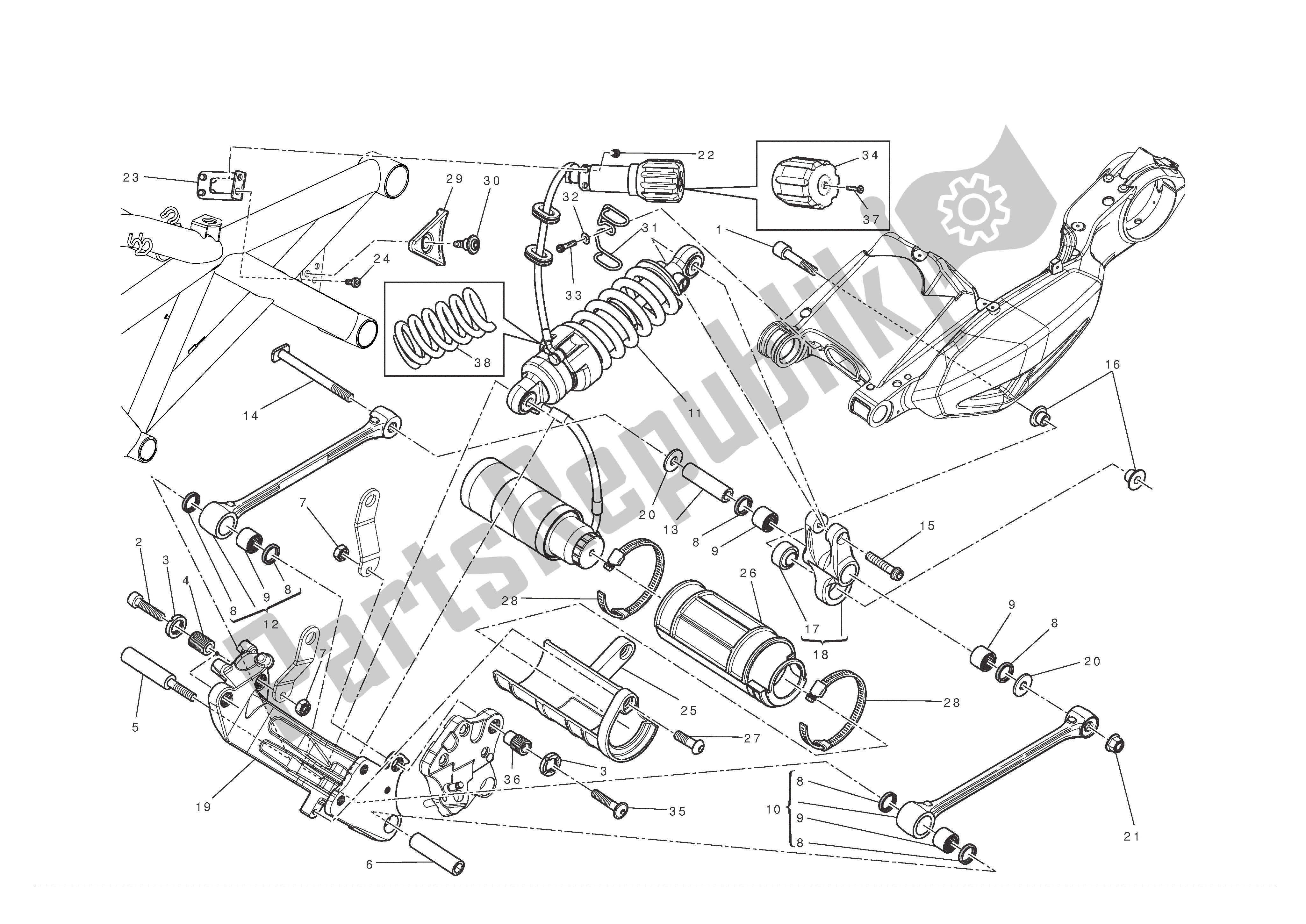 Tutte le parti per il Sospensione Posteriore del Ducati Diavel 1200 2012