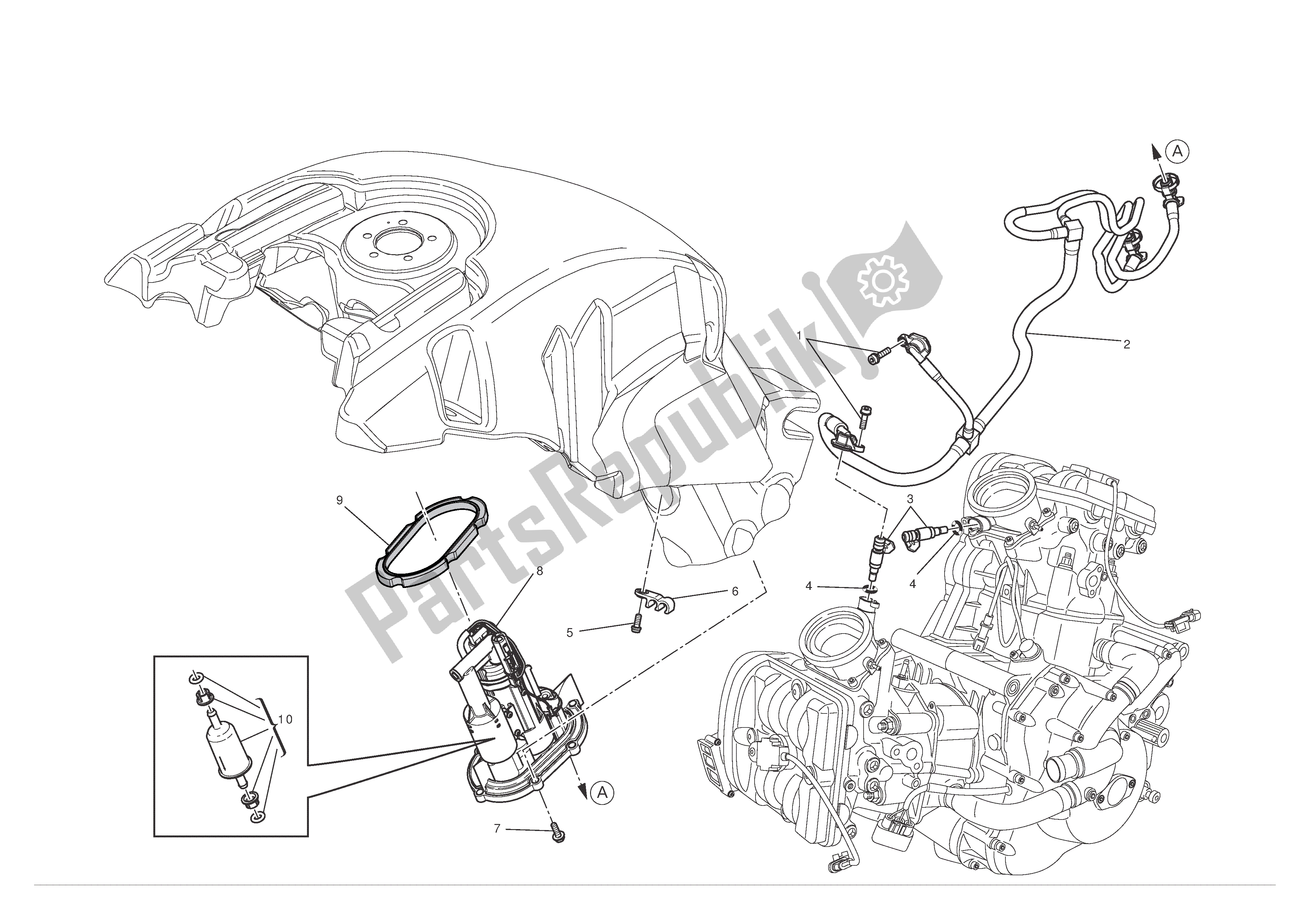 Tutte le parti per il Sistema Di Alimentazione Carburante del Ducati Diavel 1200 2012