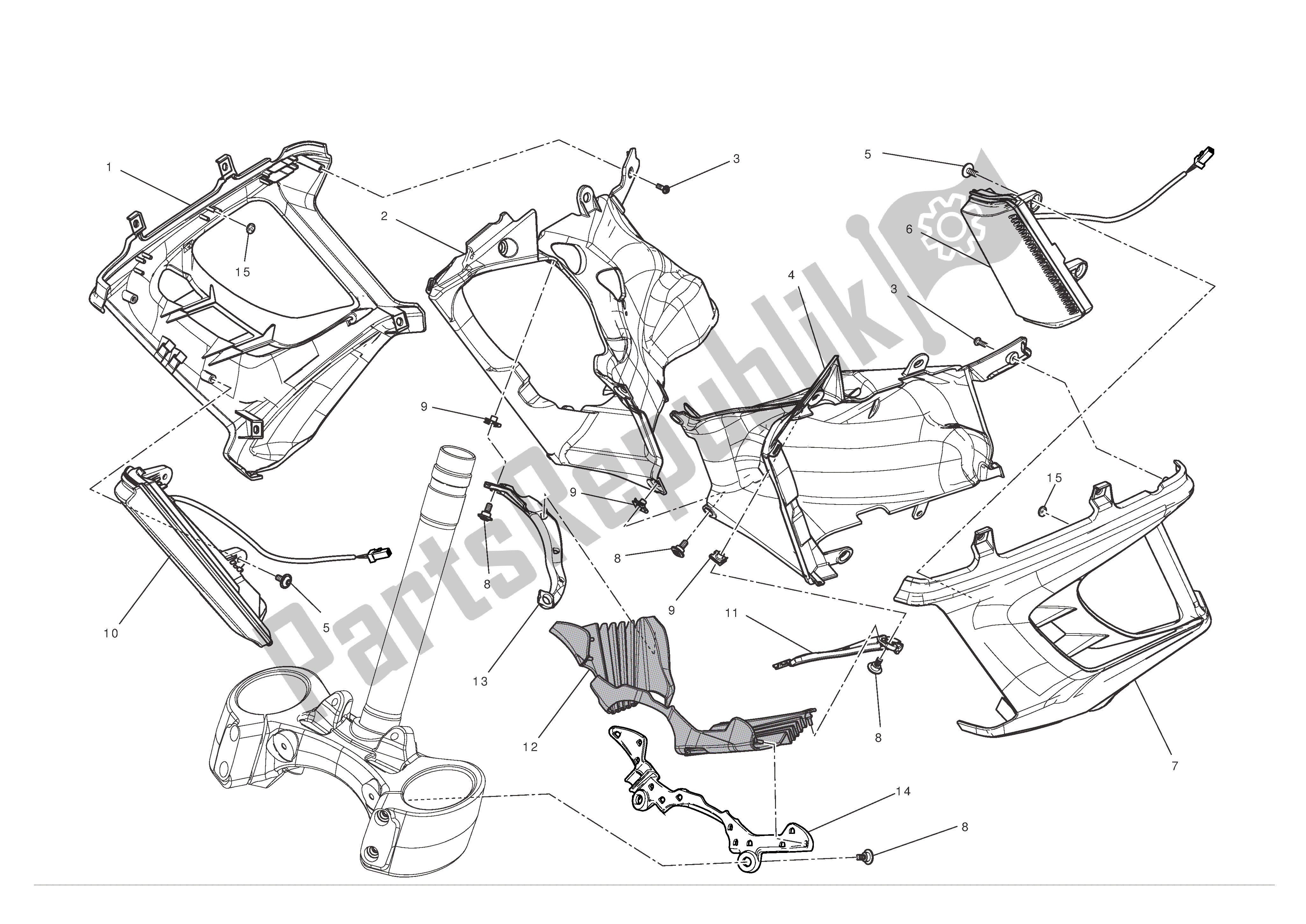 Todas as partes de Meia Carenagem do Ducati Diavel 1200 2012