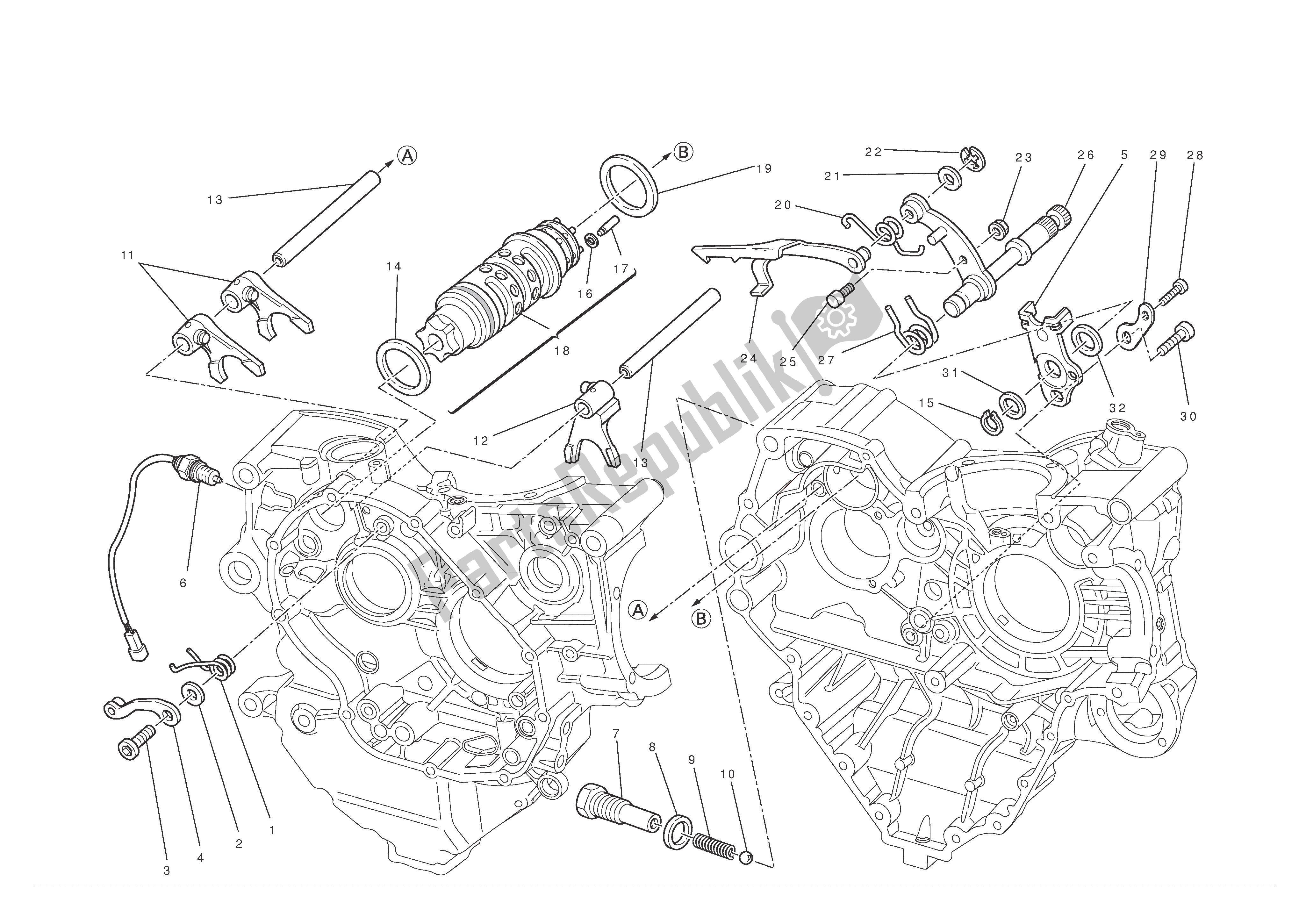 Alle onderdelen voor de Schakeling van de Ducati Diavel 1200 2012