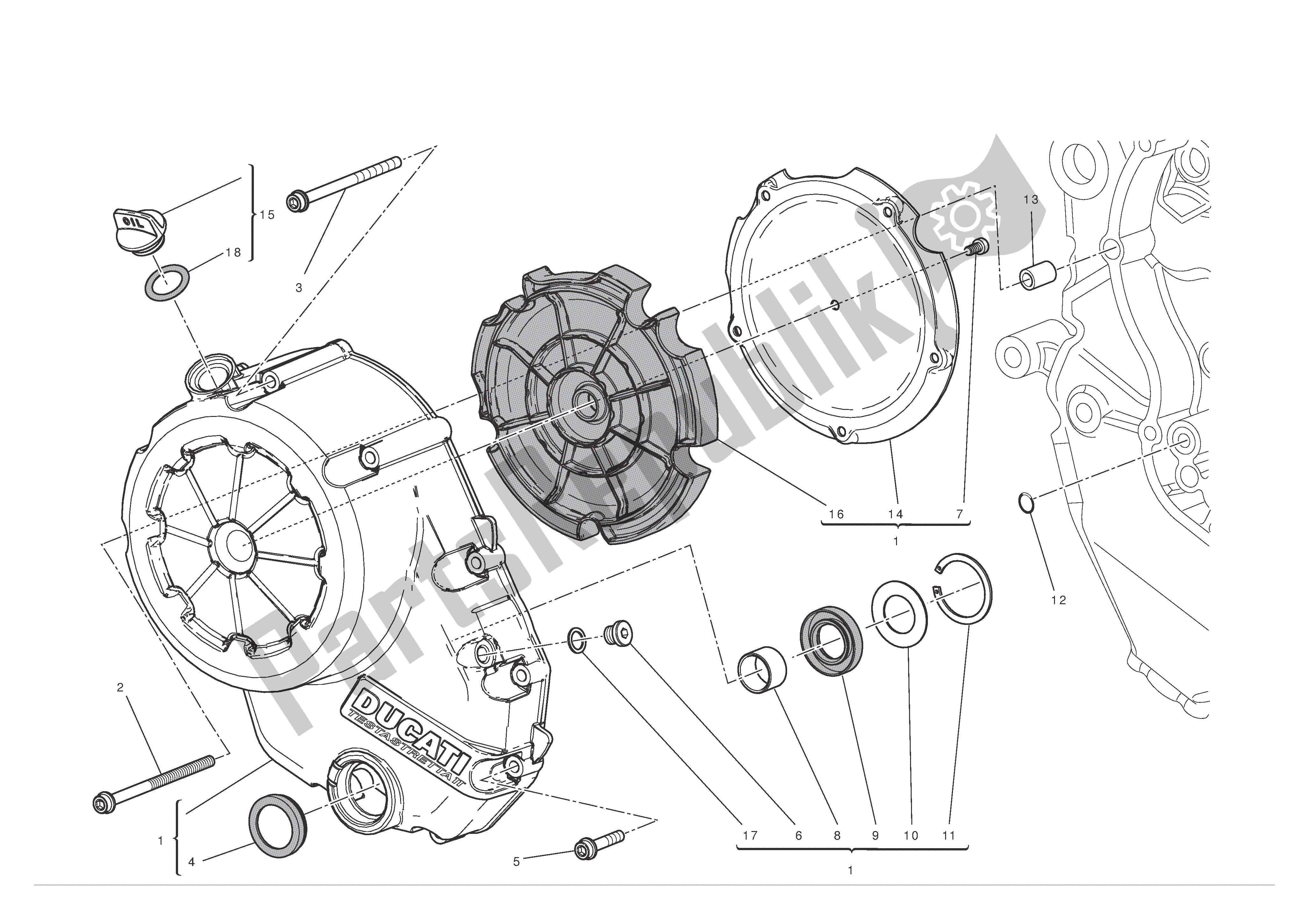 Tutte le parti per il Coperchio Carter Lato Frizione del Ducati Diavel 1200 2012