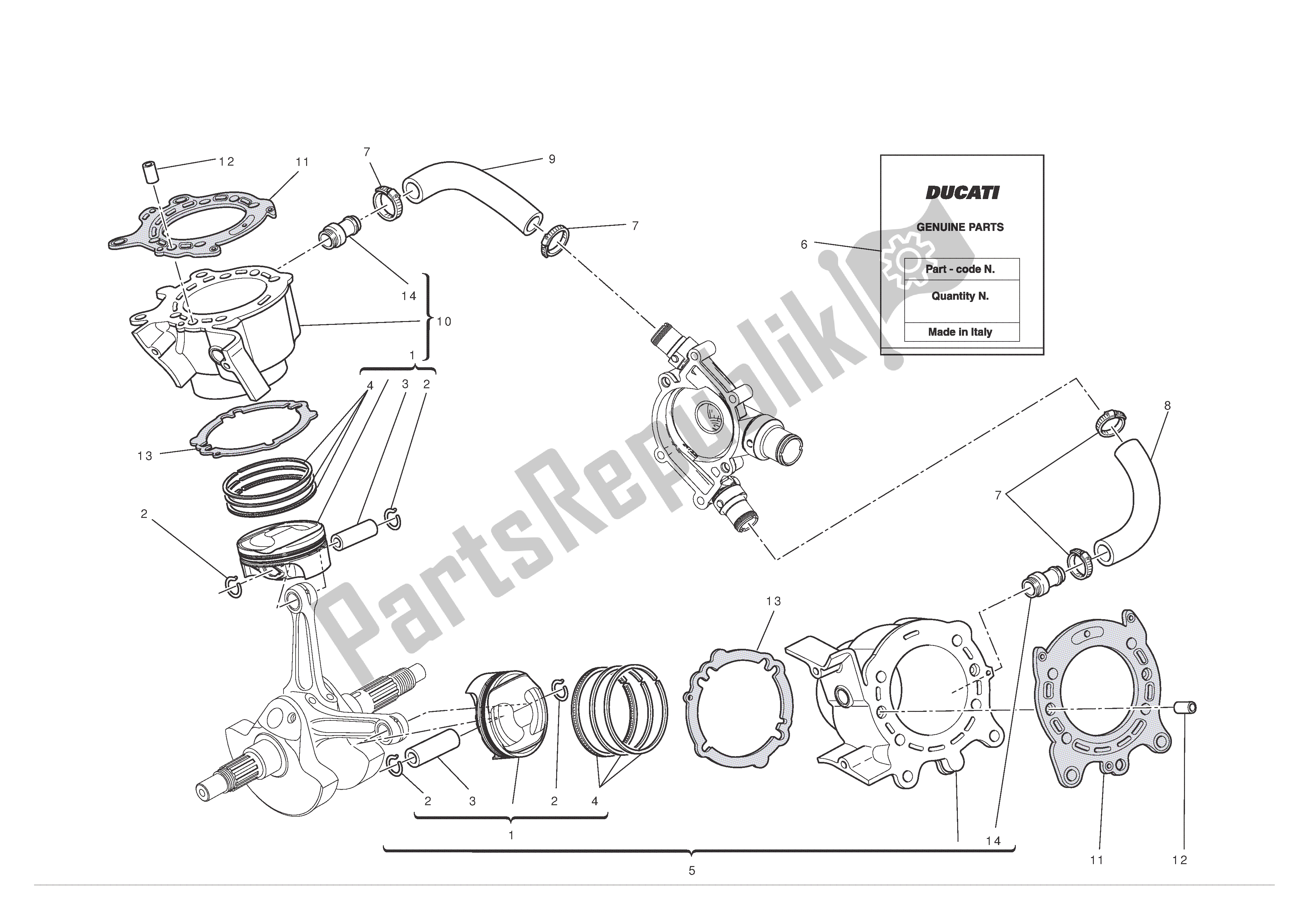 Tutte le parti per il Cilindri - Pistoni del Ducati Diavel 1200 2012