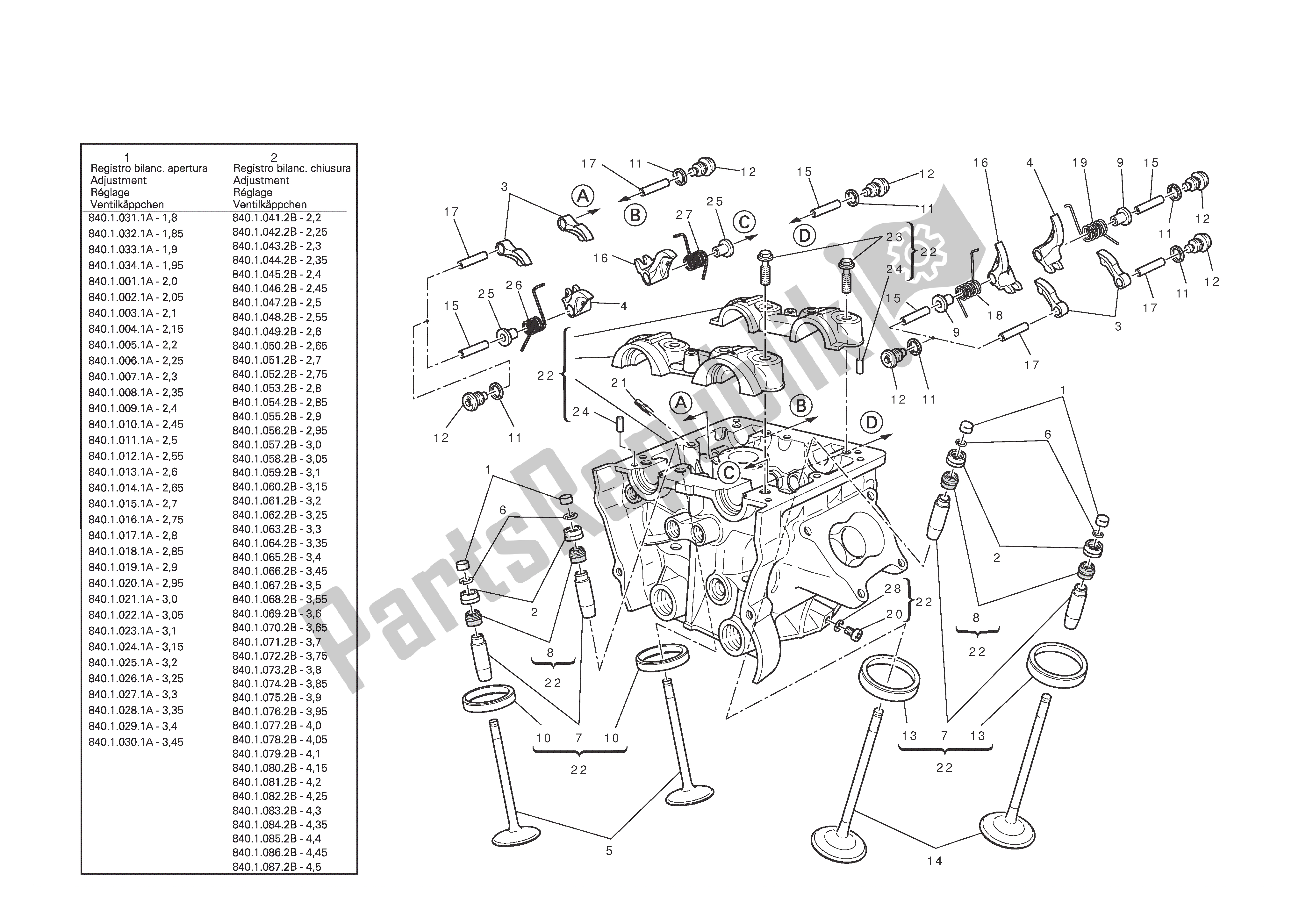 Tutte le parti per il Testata Verticale del Ducati Diavel 1200 2012