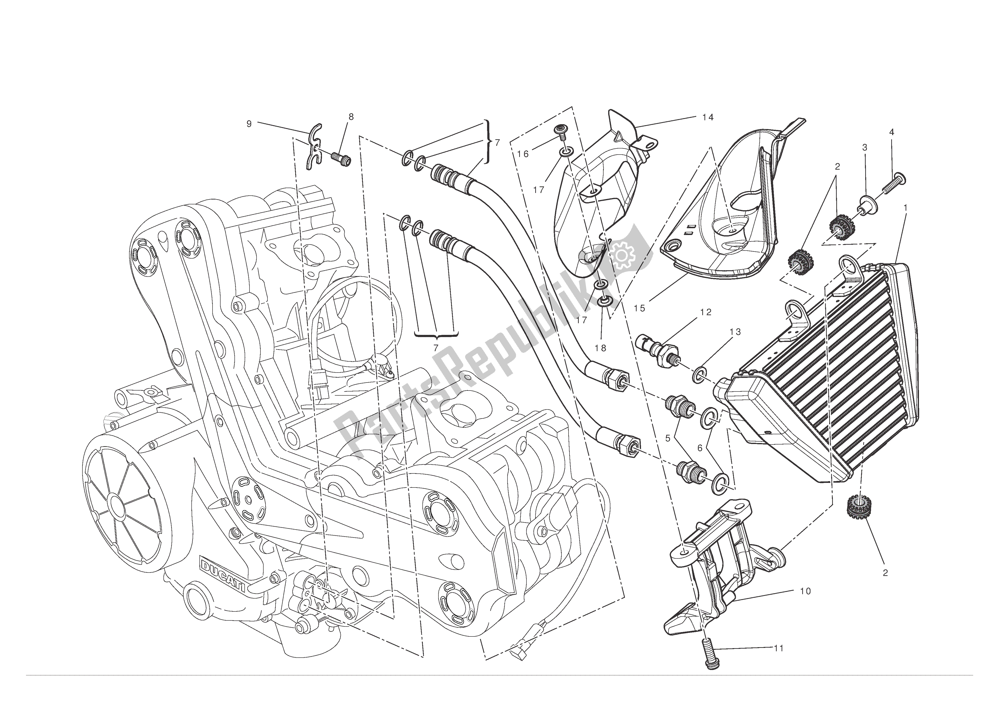 Tutte le parti per il Radiatore Dell'olio del Ducati Diavel 1200 2012