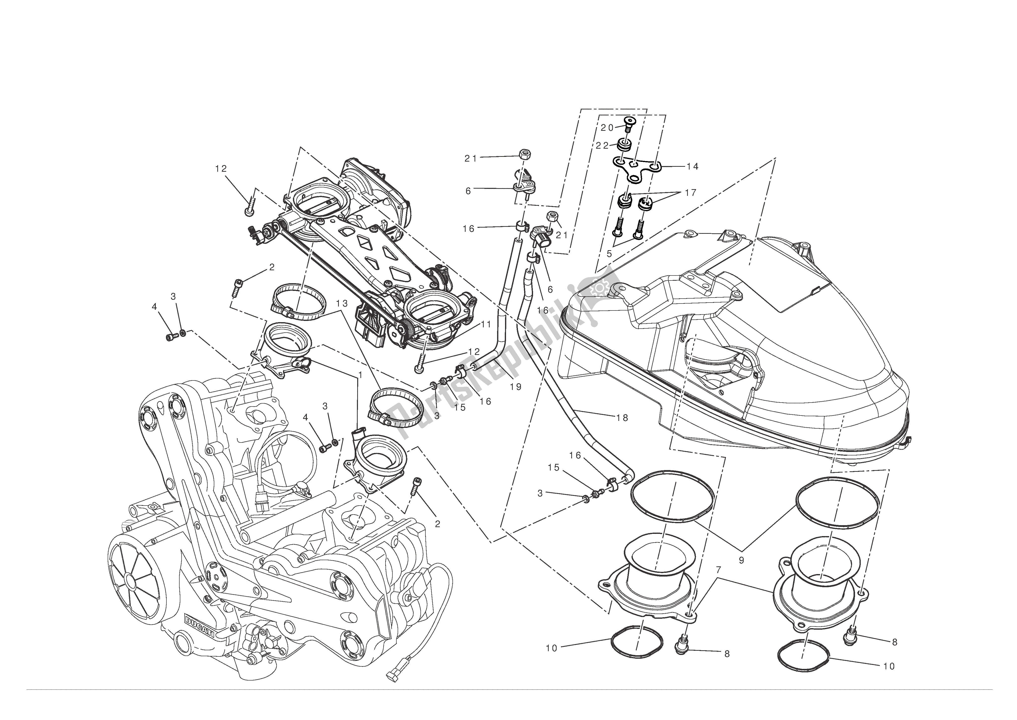 Tutte le parti per il Corpo Farfallato del Ducati Diavel 1200 2012