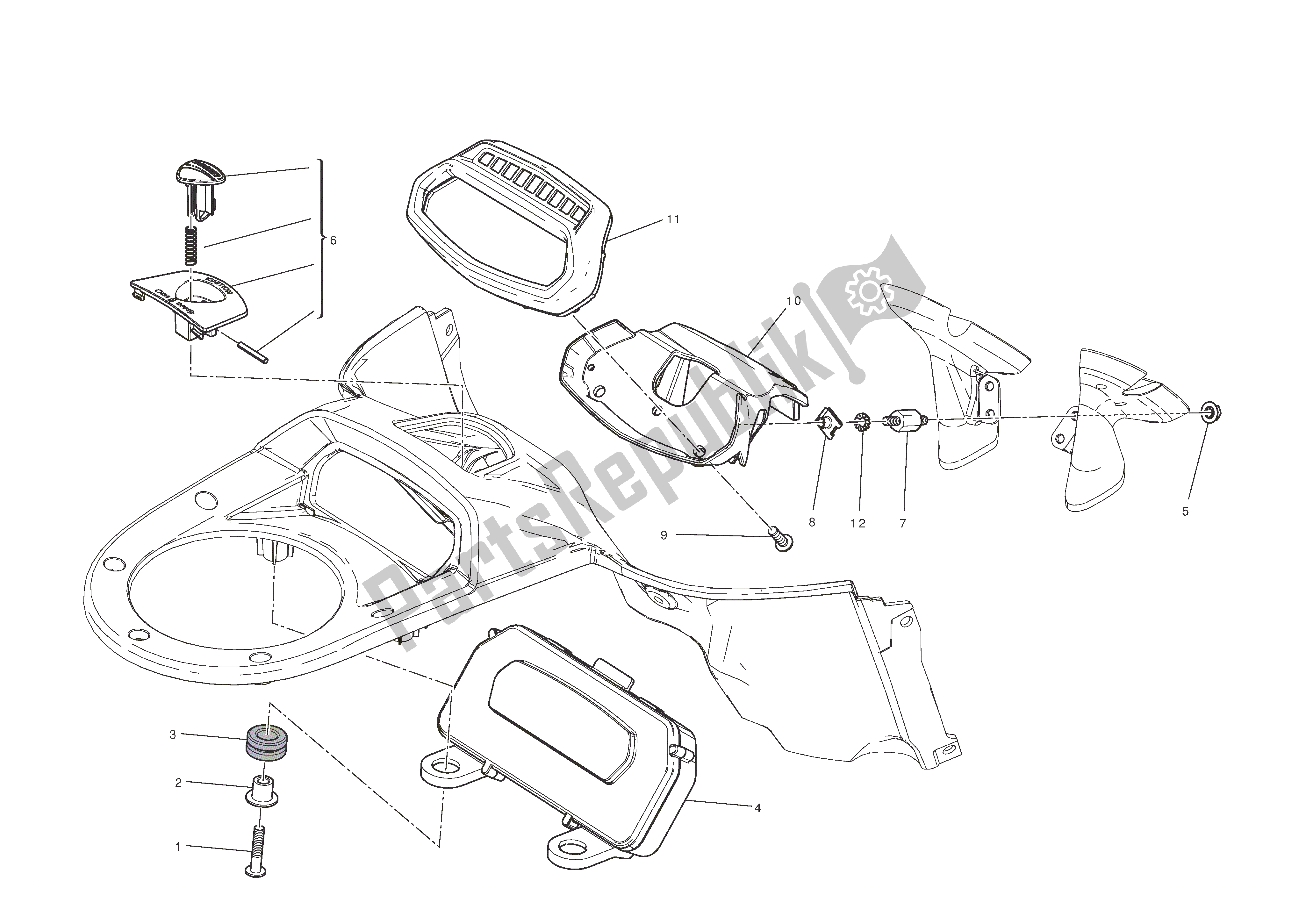 Tutte le parti per il Pannello Degli Strumenti del Ducati Diavel 1200 2012