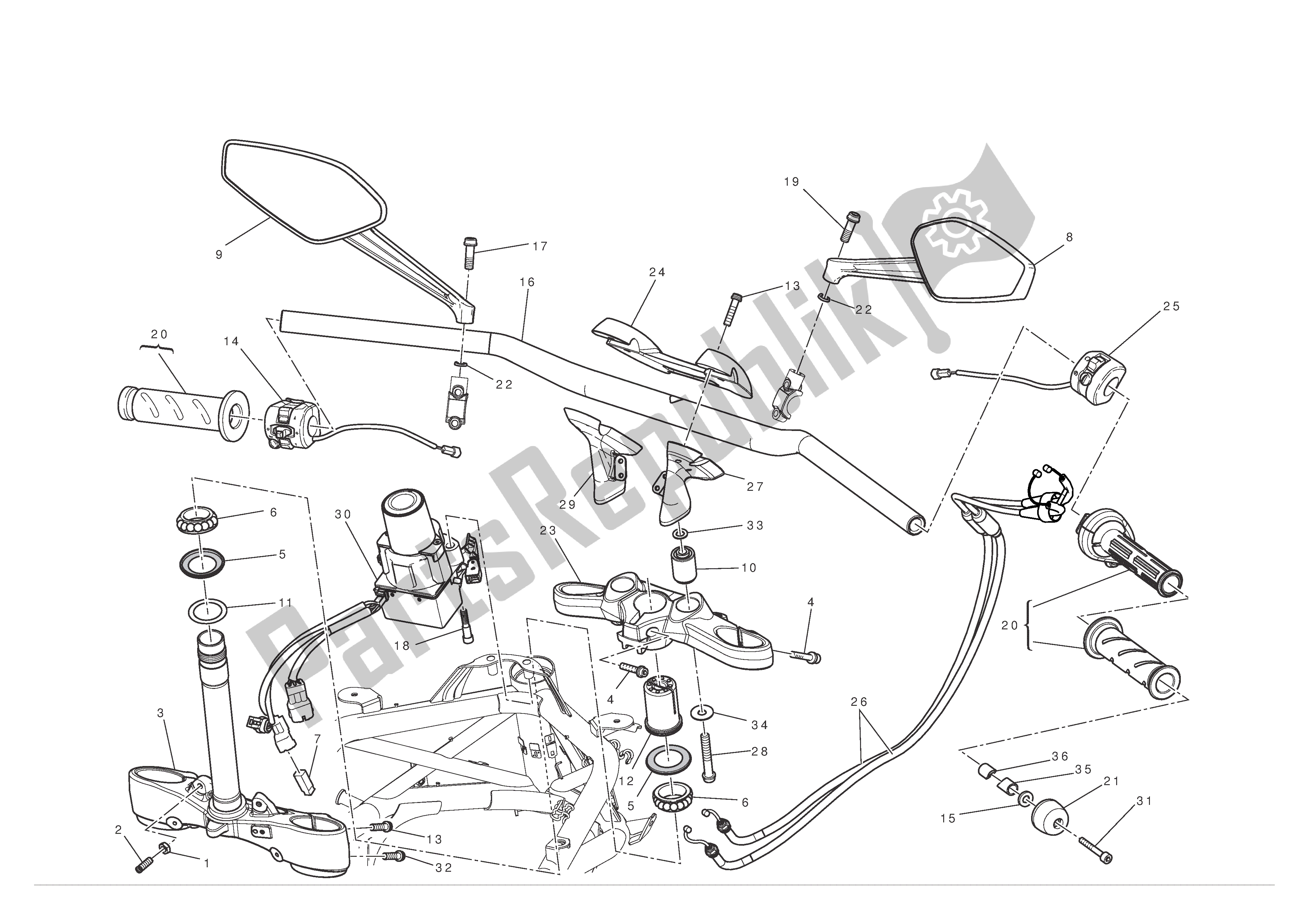 Todas las partes para Manillar Y Controles de Ducati Diavel 1200 2012