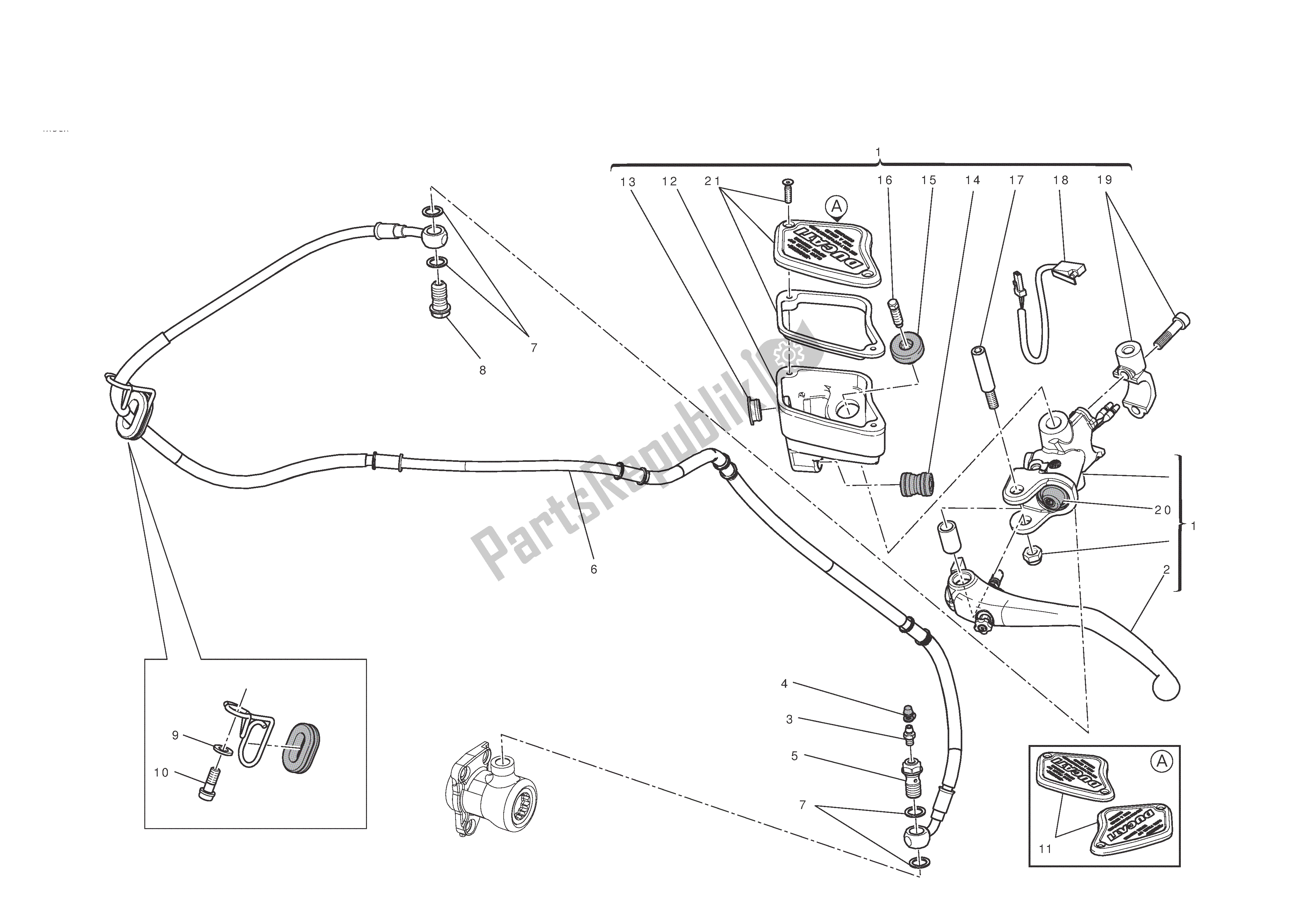 Alle onderdelen voor de Koppeling Controle van de Ducati Diavel 1200 2011