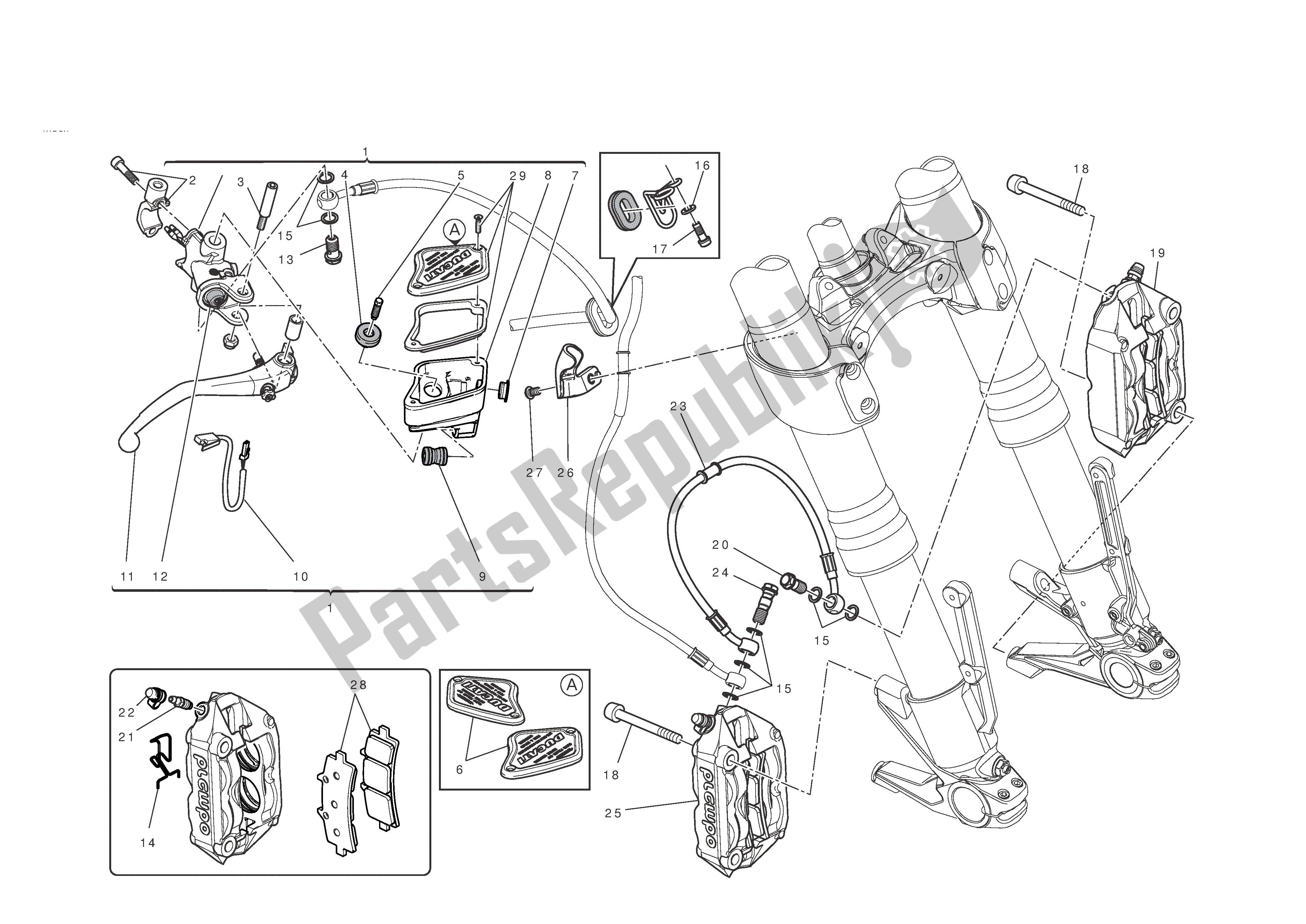 Todas las partes para Freno Frontal de Ducati Diavel 1200 2011