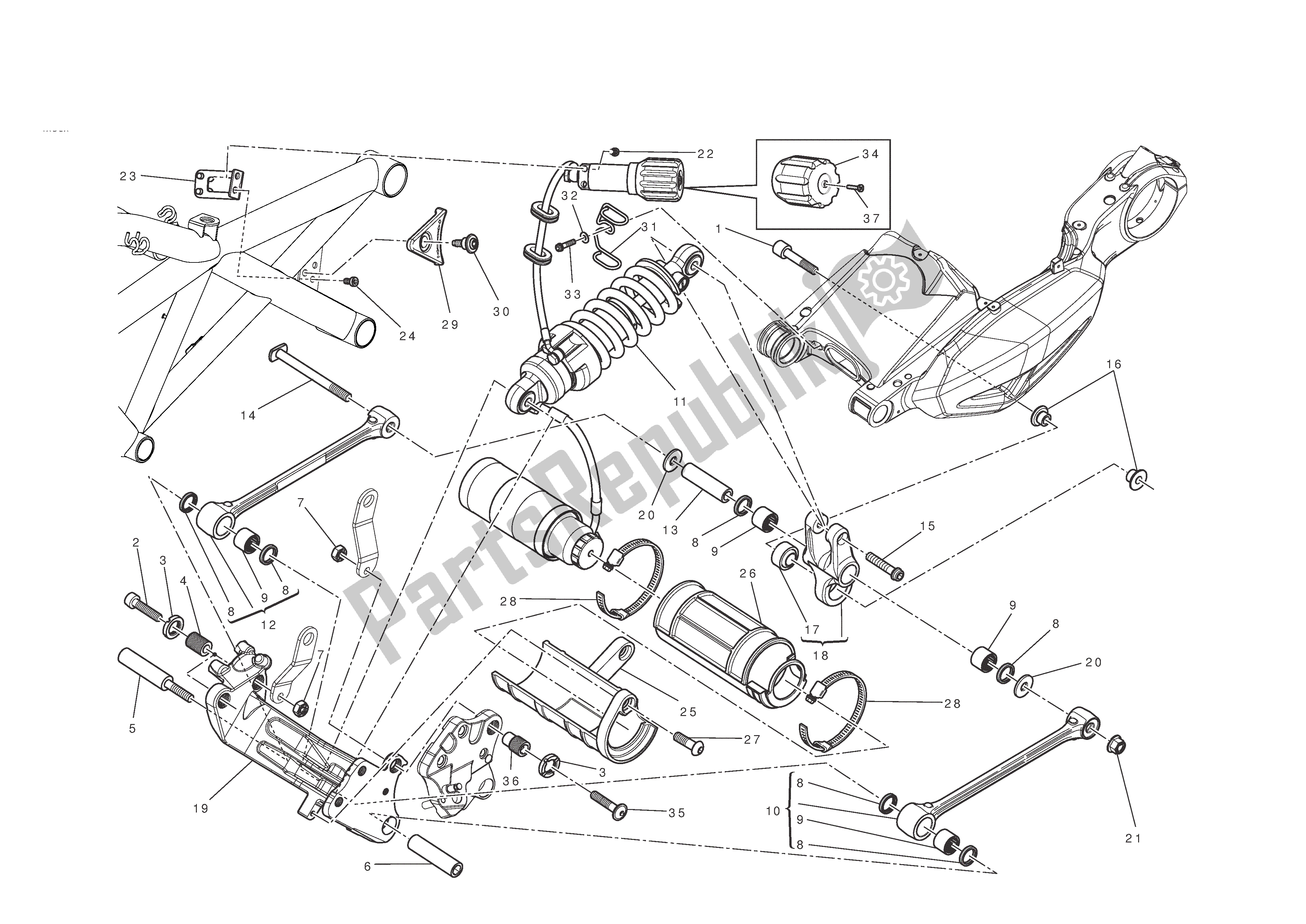 Todas las partes para Suspensión Trasera de Ducati Diavel 1200 2011