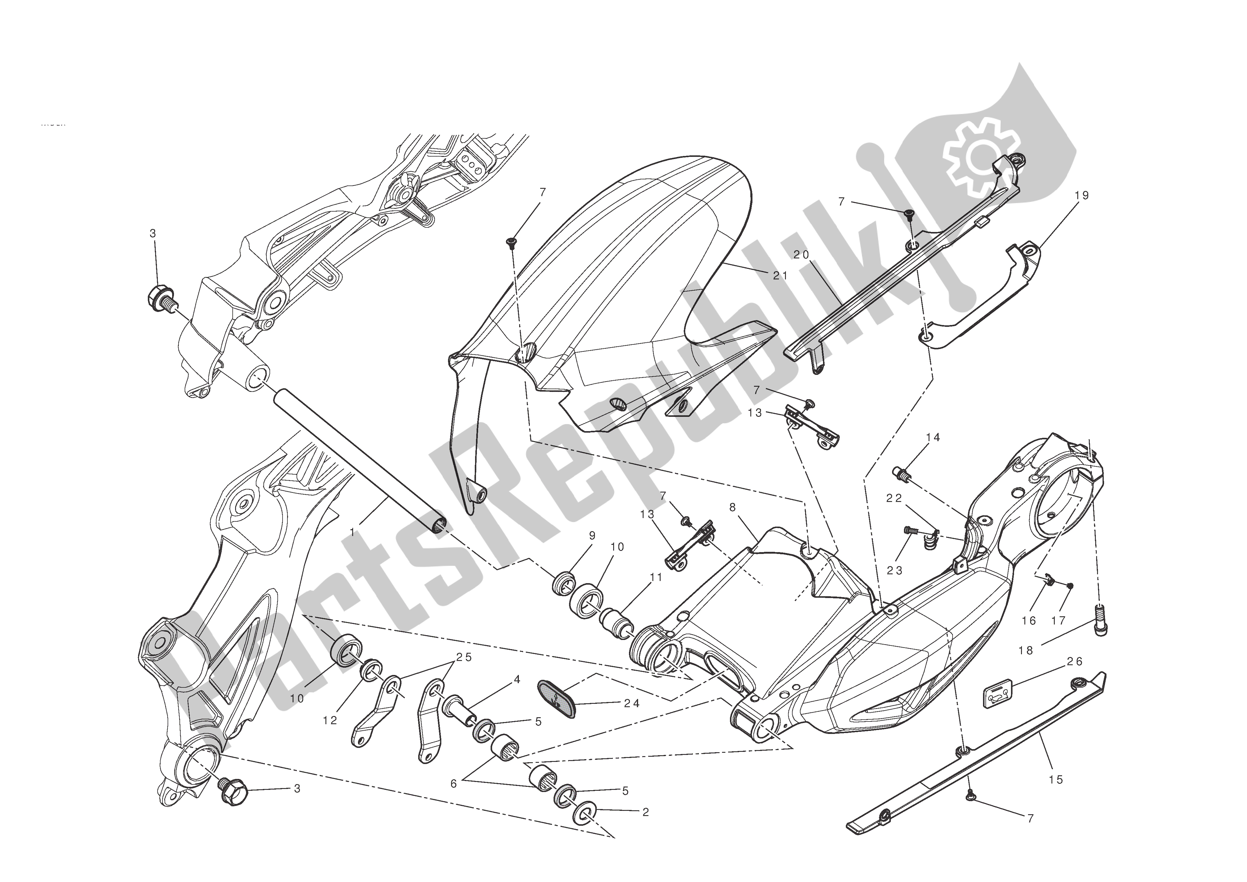 Todas las partes para Basculante de Ducati Diavel 1200 2011