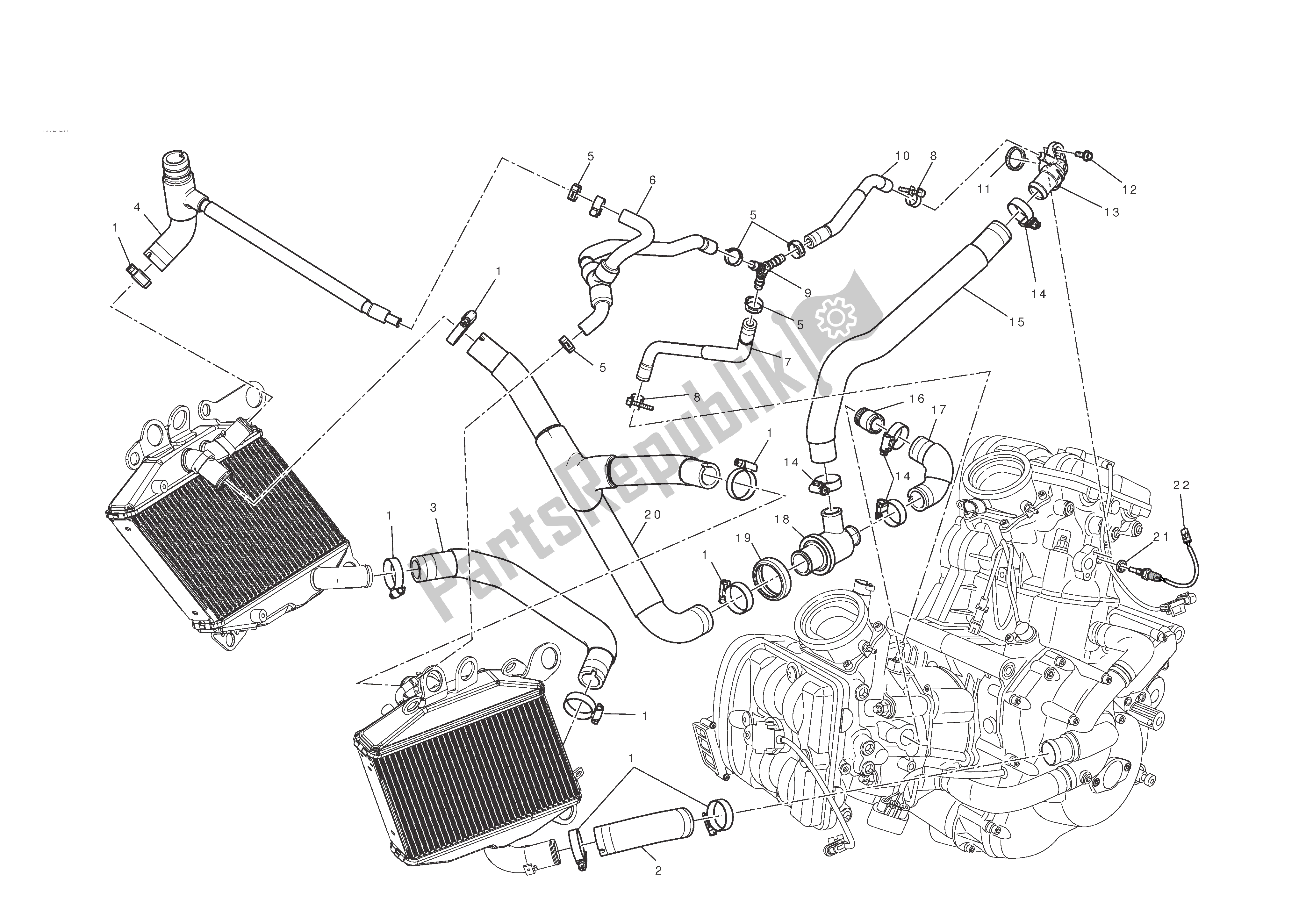 Todas las partes para Sistema De Refrigeración de Ducati Diavel 1200 2011