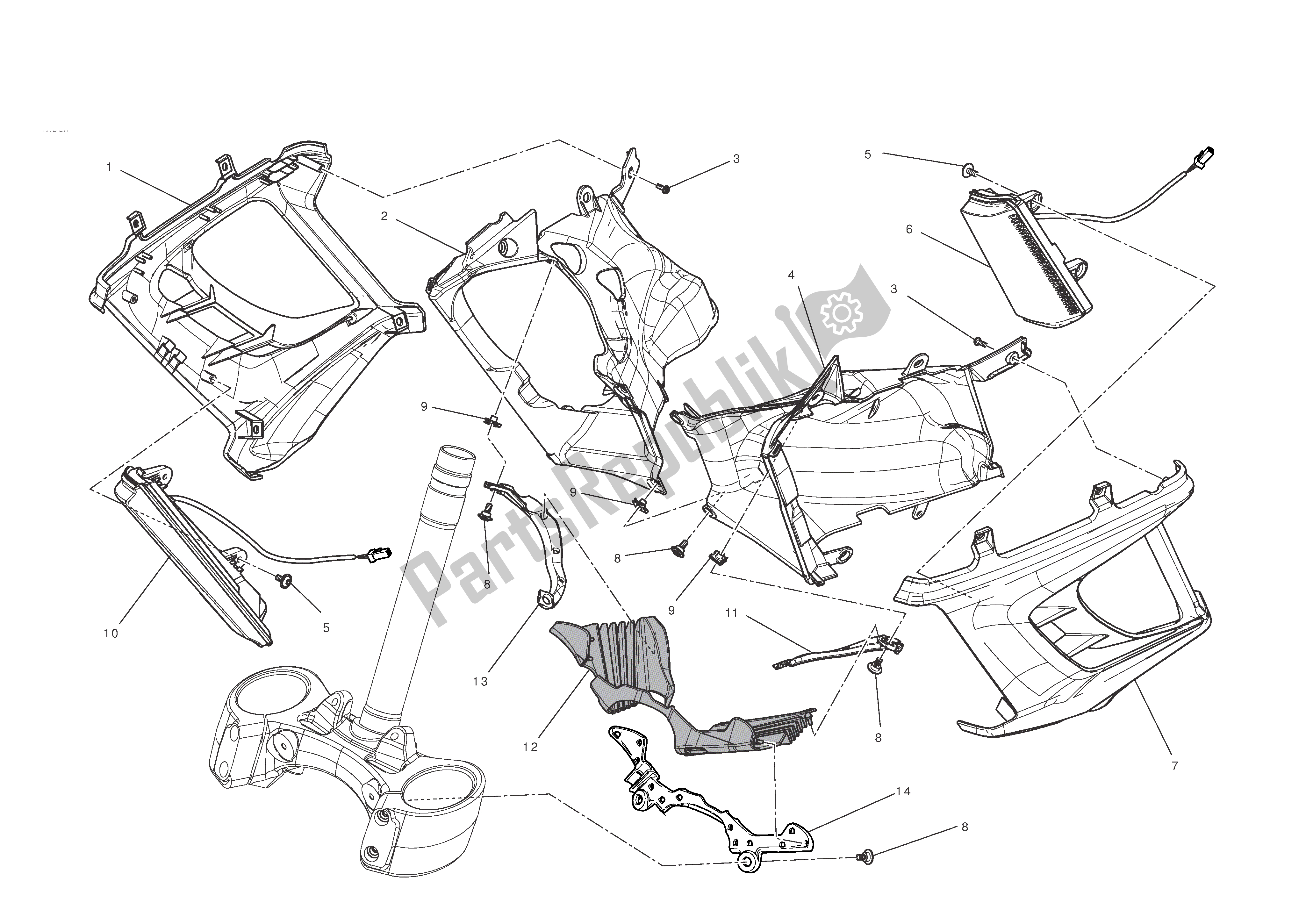 Todas las partes para Medio Carenado de Ducati Diavel 1200 2011