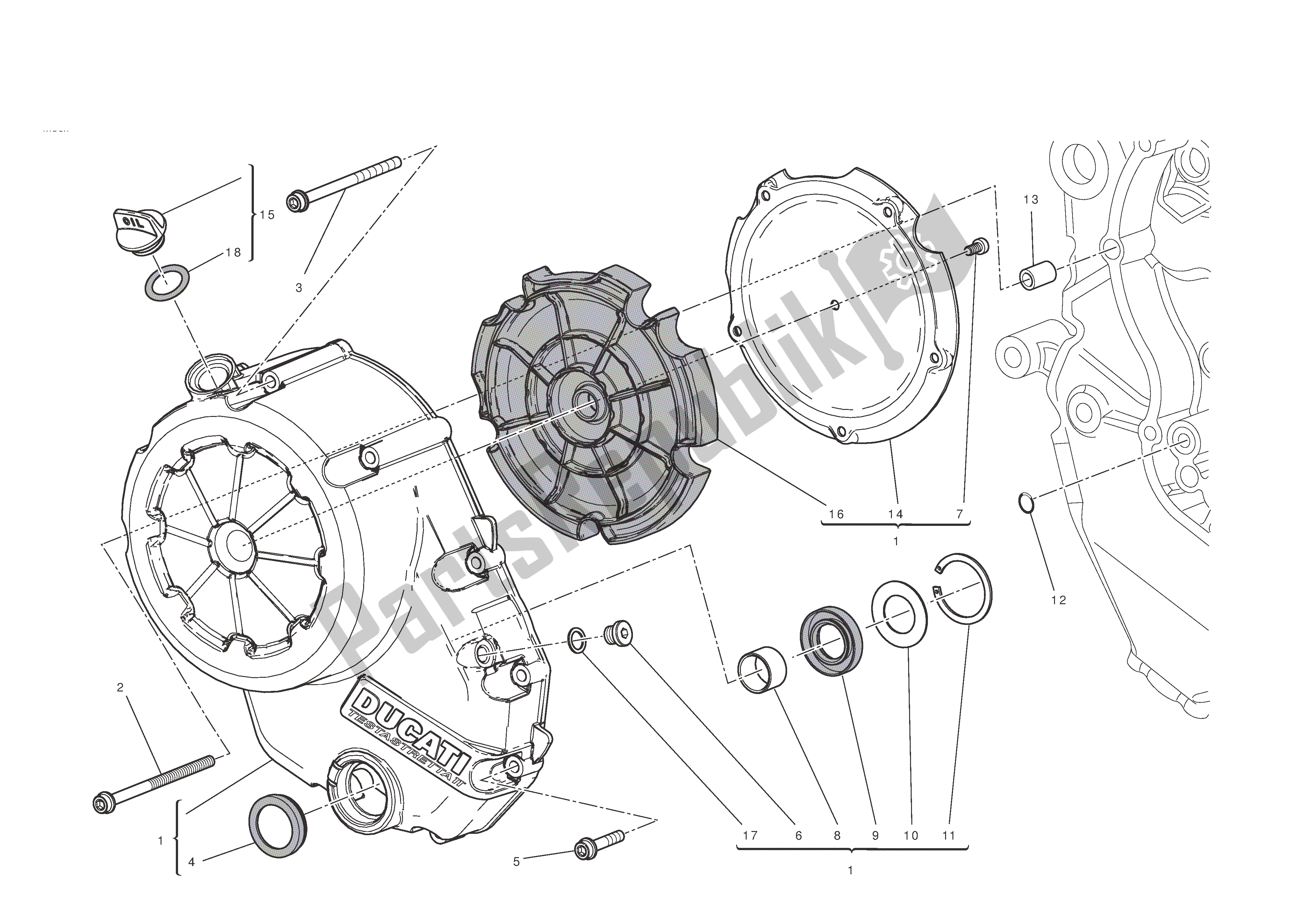 Toutes les pièces pour le Couvercle De Carter Côté Embrayage du Ducati Diavel 1200 2011