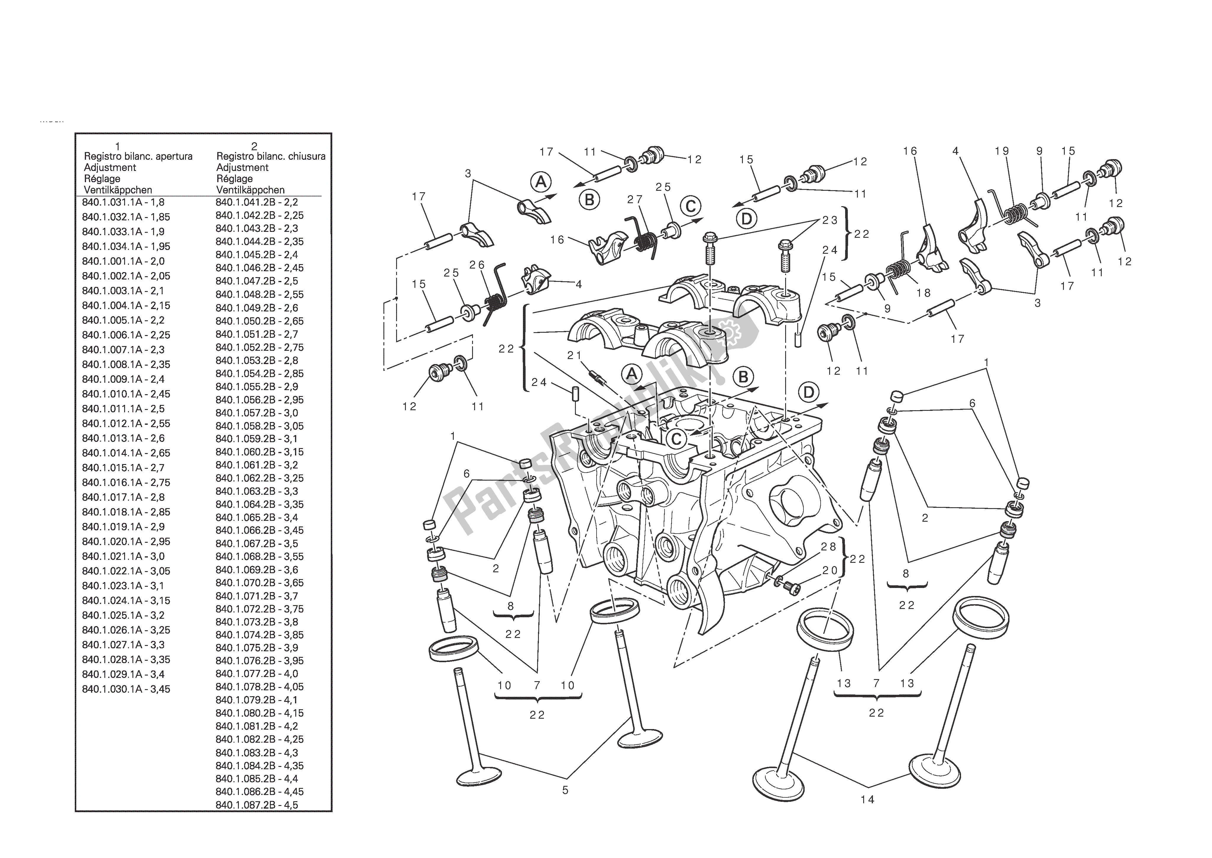 Todas las partes para Culata Vertical de Ducati Diavel 1200 2011