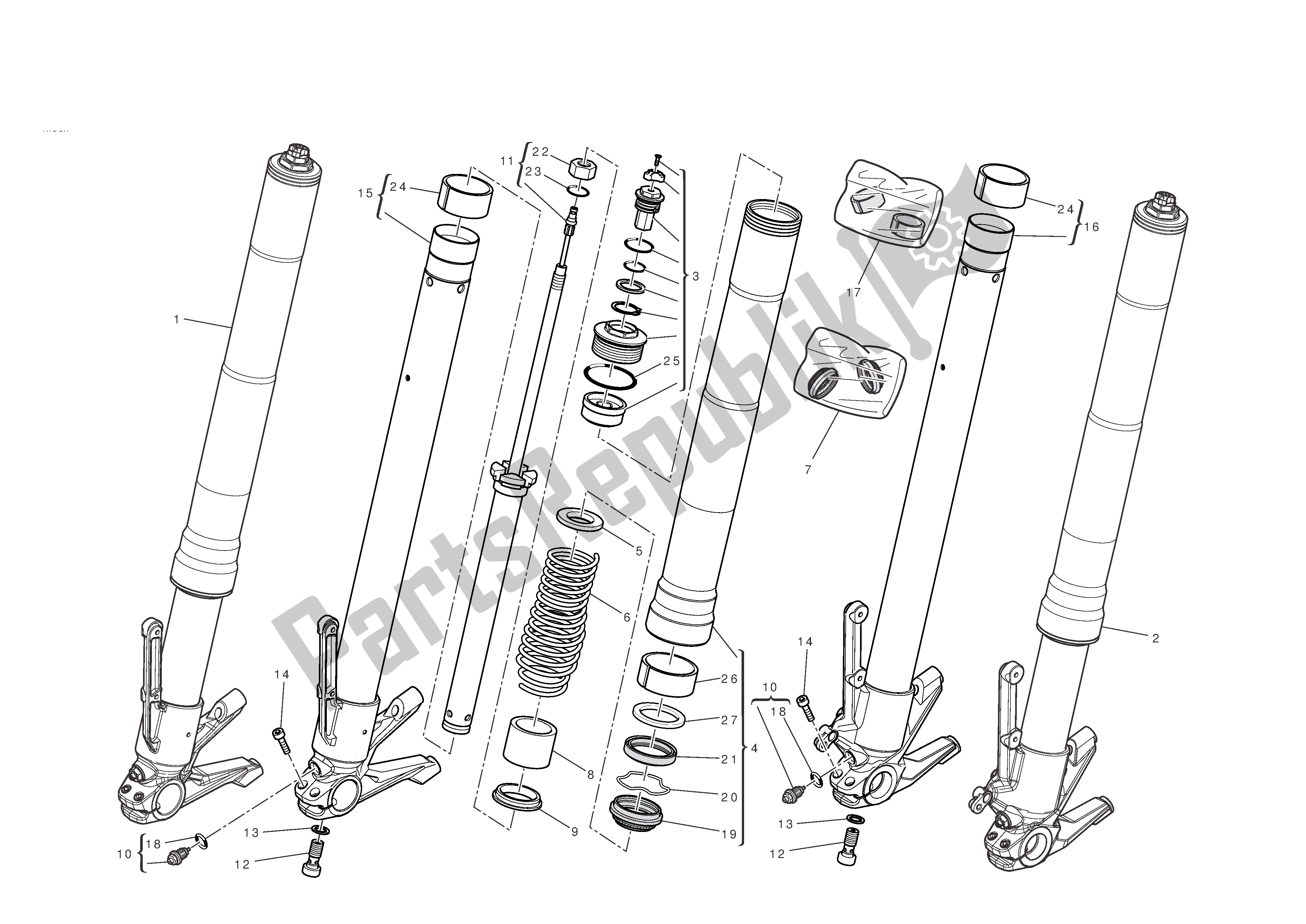 Todas las partes para Horquillas Delanteras de Ducati Diavel 1200 2011