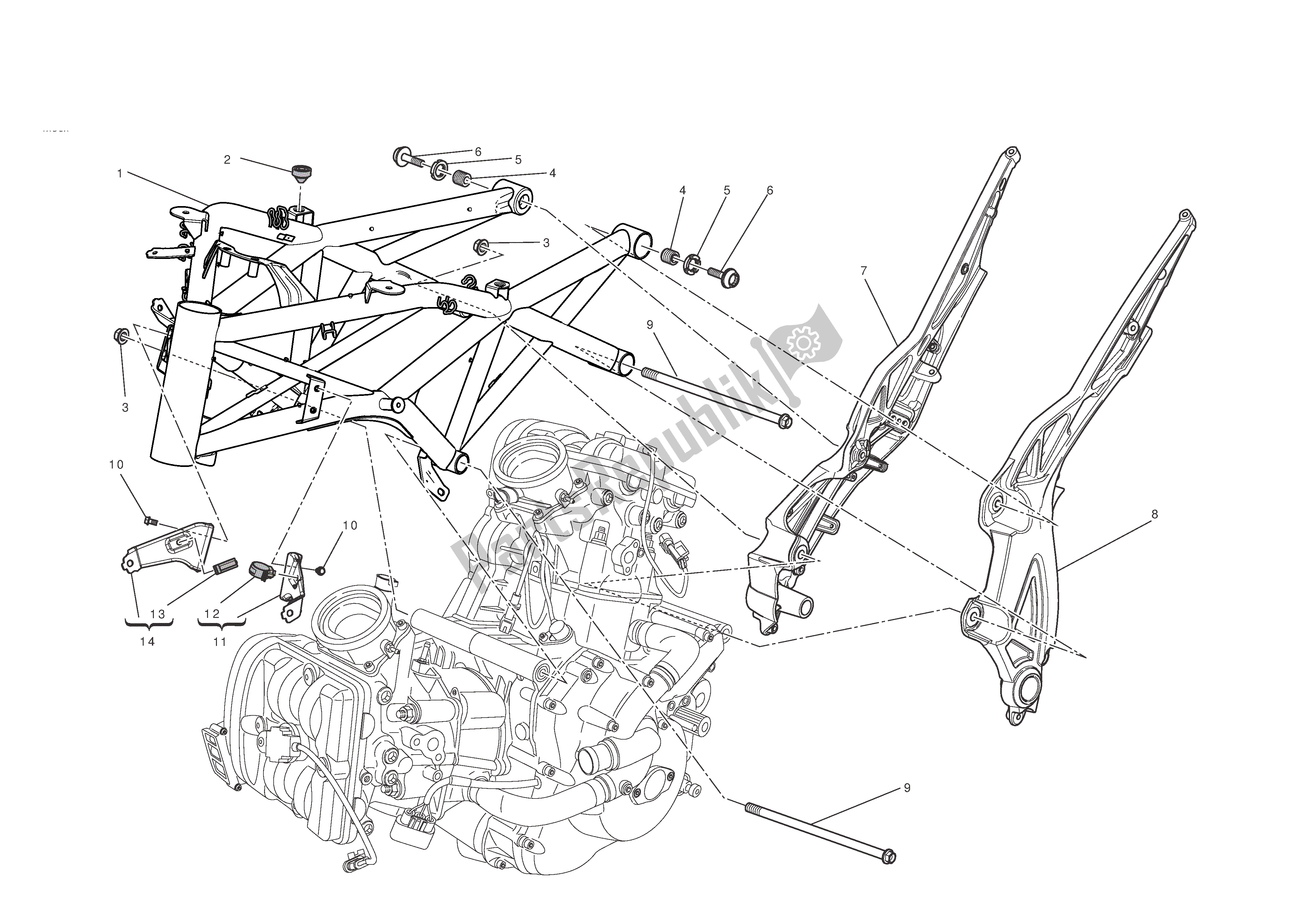 Todas las partes para Marco de Ducati Diavel 1200 2011