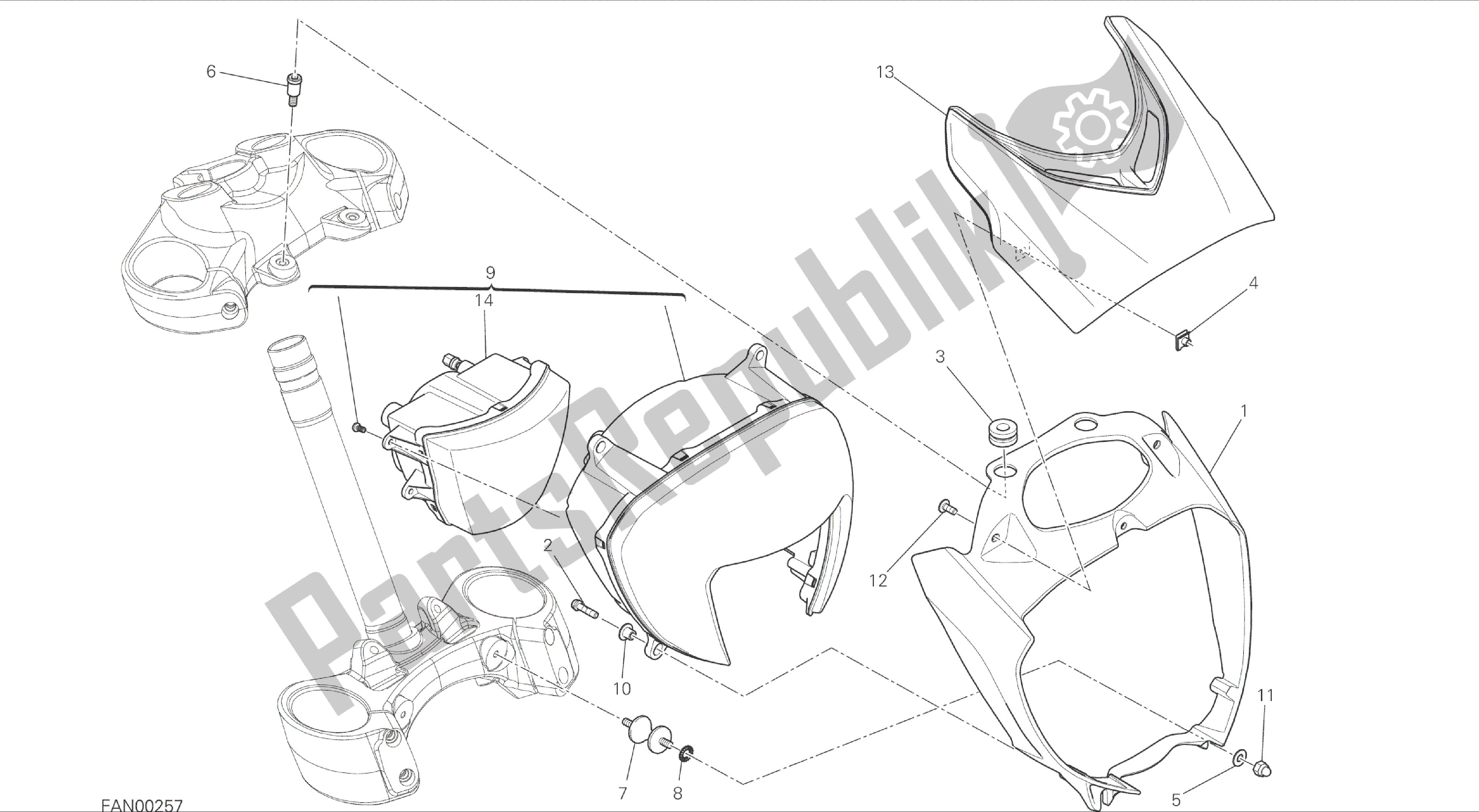 Todas las partes para Dibujo 020 - Faro [mod: Dvlc] Grupo Eléctrico de Ducati Diavel Carbon 1200 2016