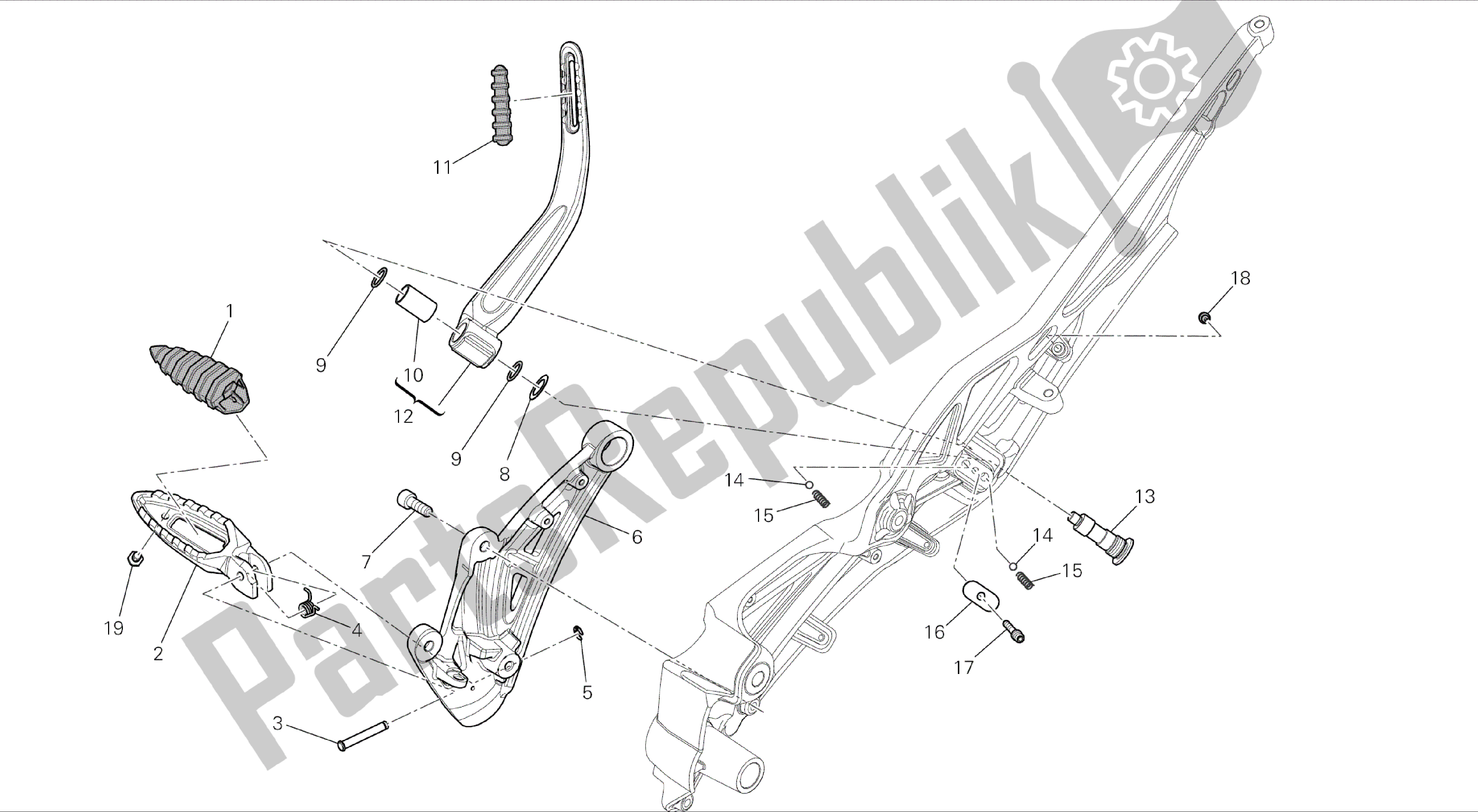 Alle onderdelen voor de Tekening 22b - Voetsteunen, Rechts [mod: Dvlc] Groepsframe van de Ducati Diavel Carbon 1200 2016