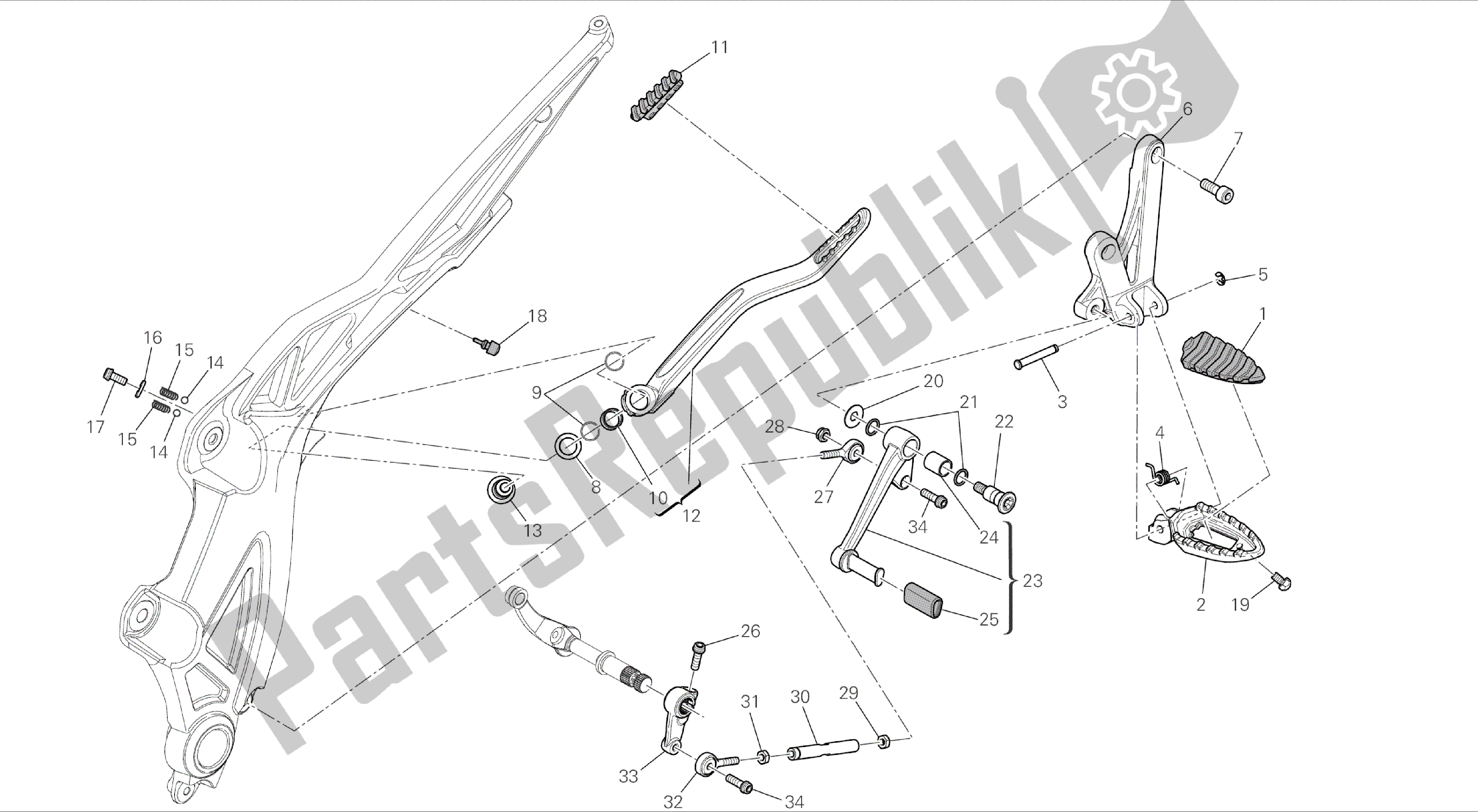Todas las partes para Dibujo 22c - Reposapiés, Marco De Grupo Izquierdo [mod: Dvlc] de Ducati Diavel Carbon 1200 2016