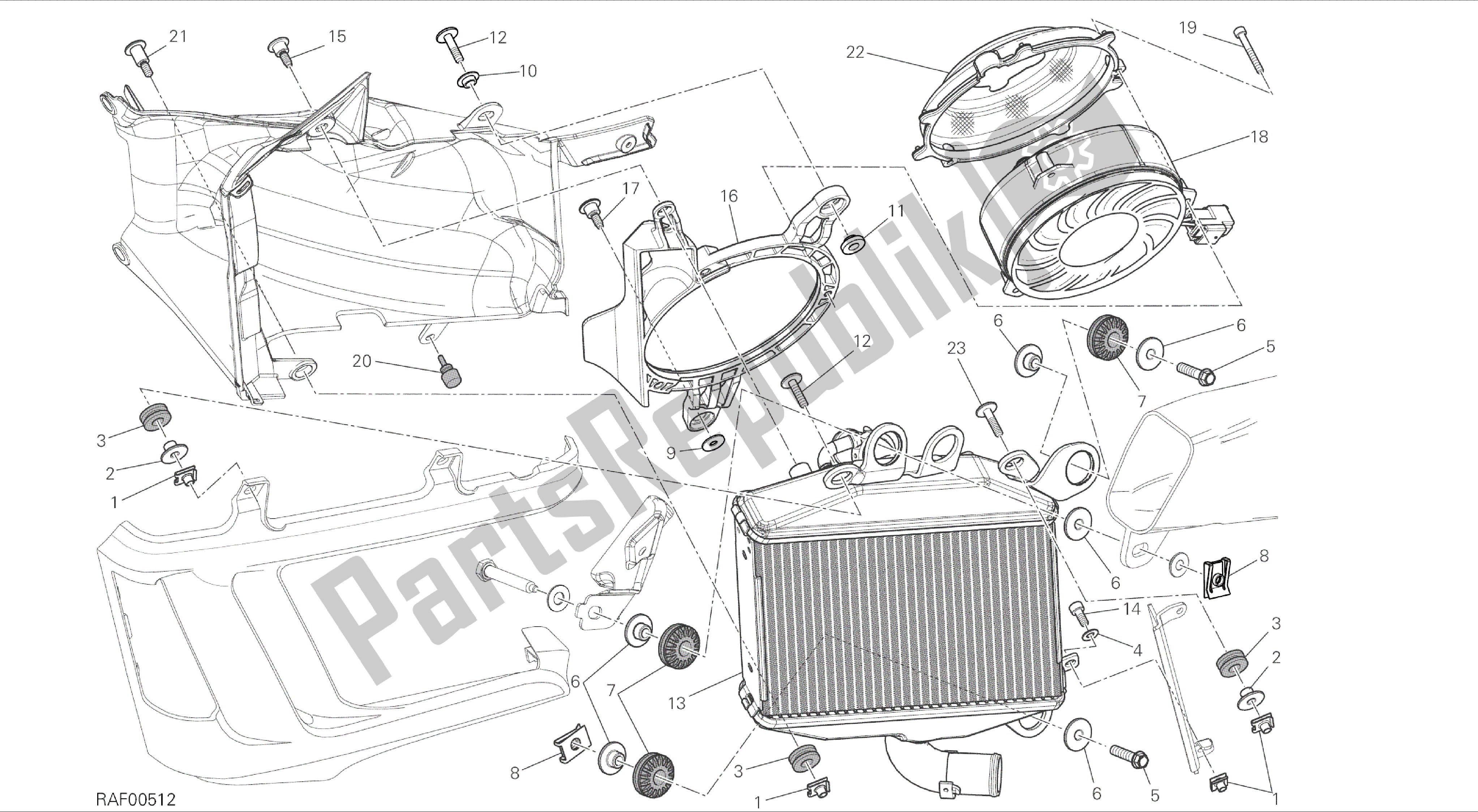 Todas las partes para Dibujo 30a - Radiador, Agua, Marco De Grupo Lh [mod: Dvlc] de Ducati Diavel Carbon 1200 2016