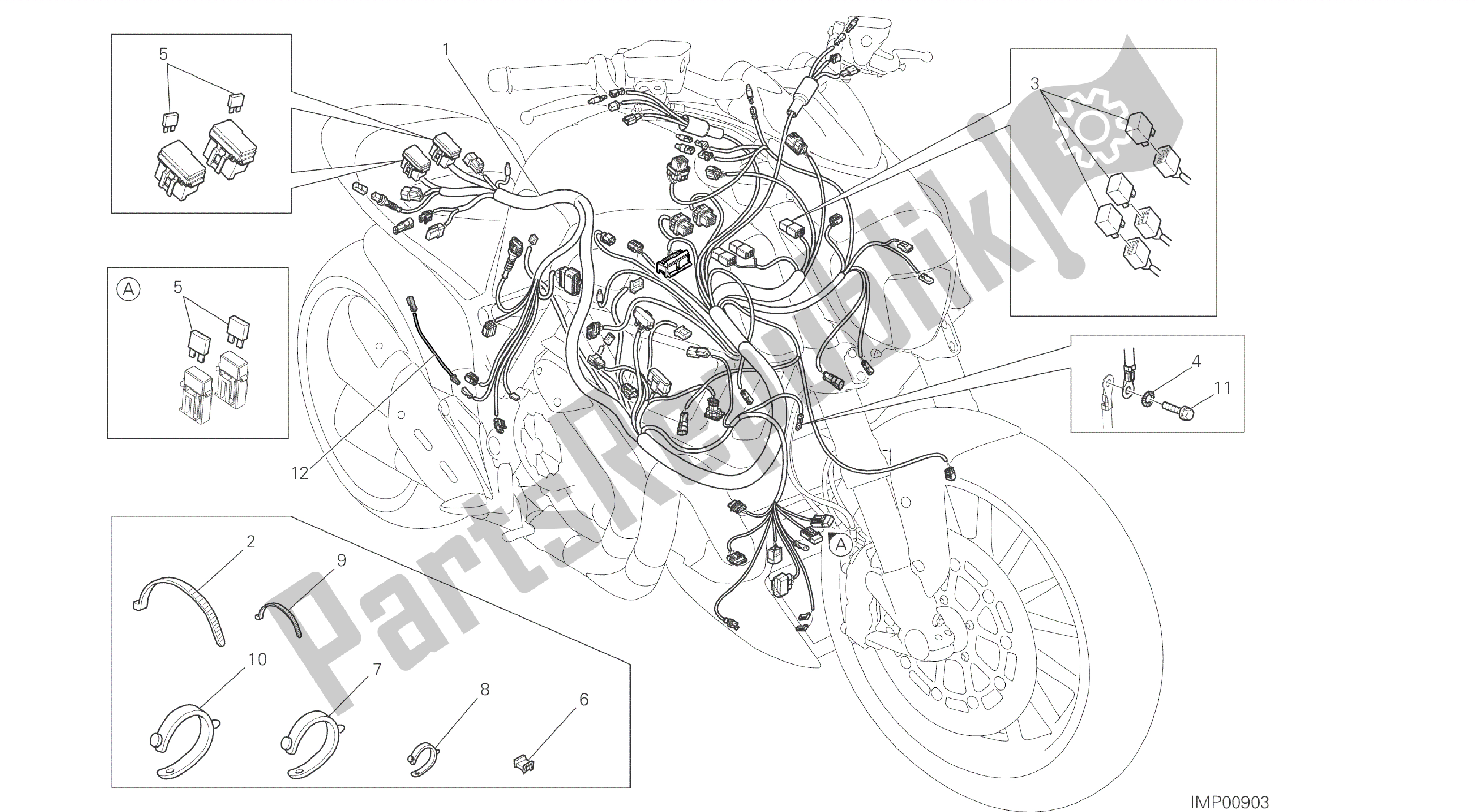 Todas las partes para Dibujo 18b - Mazo De Cables [mod: Dvlc] Grupo Eléctrico de Ducati Diavel Carbon 1200 2016