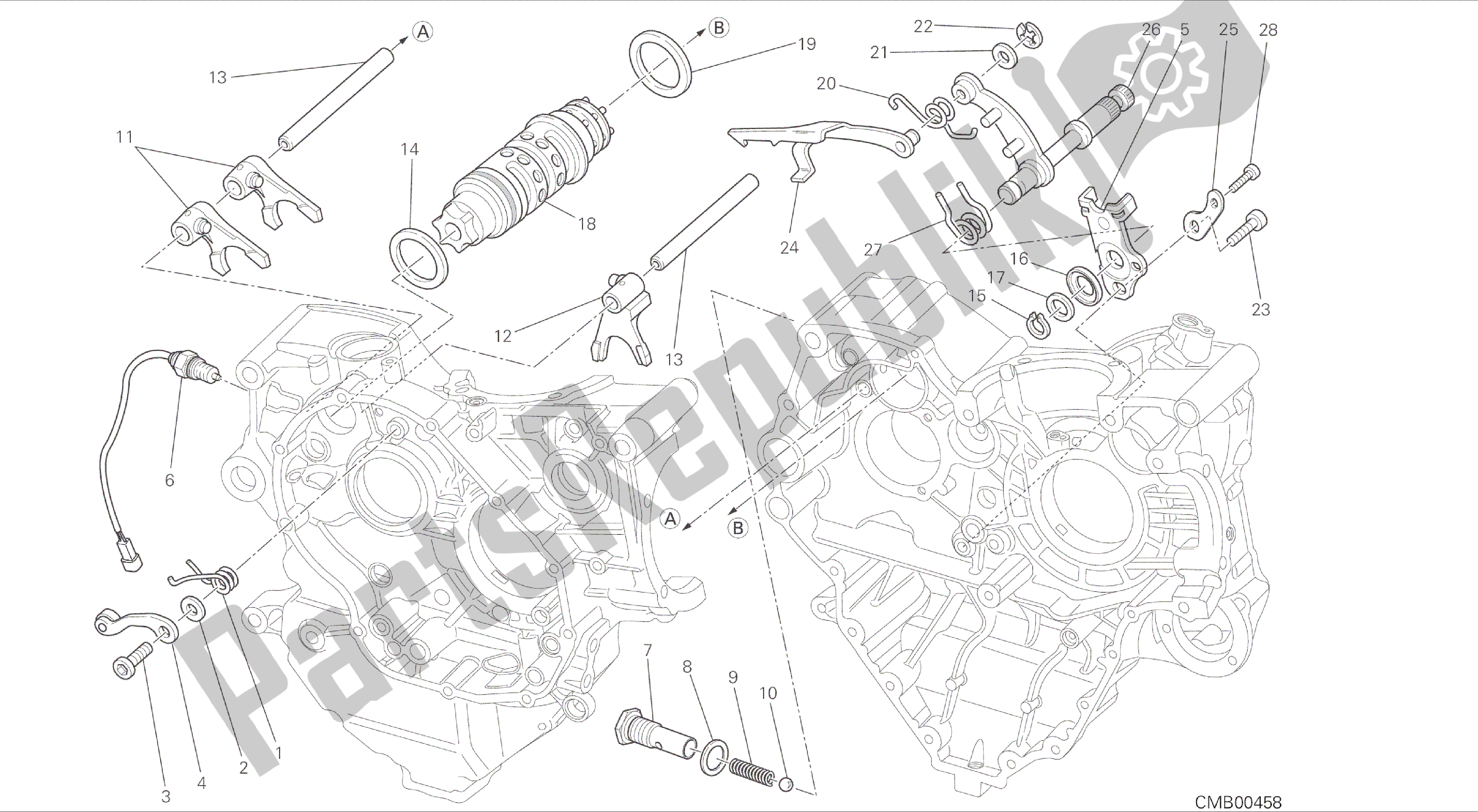 Todas las partes para Dibujo 002 - Motor De Grupo De Control De Cambio De Marcha [mod: Dvlc] de Ducati Diavel Carbon 1200 2016
