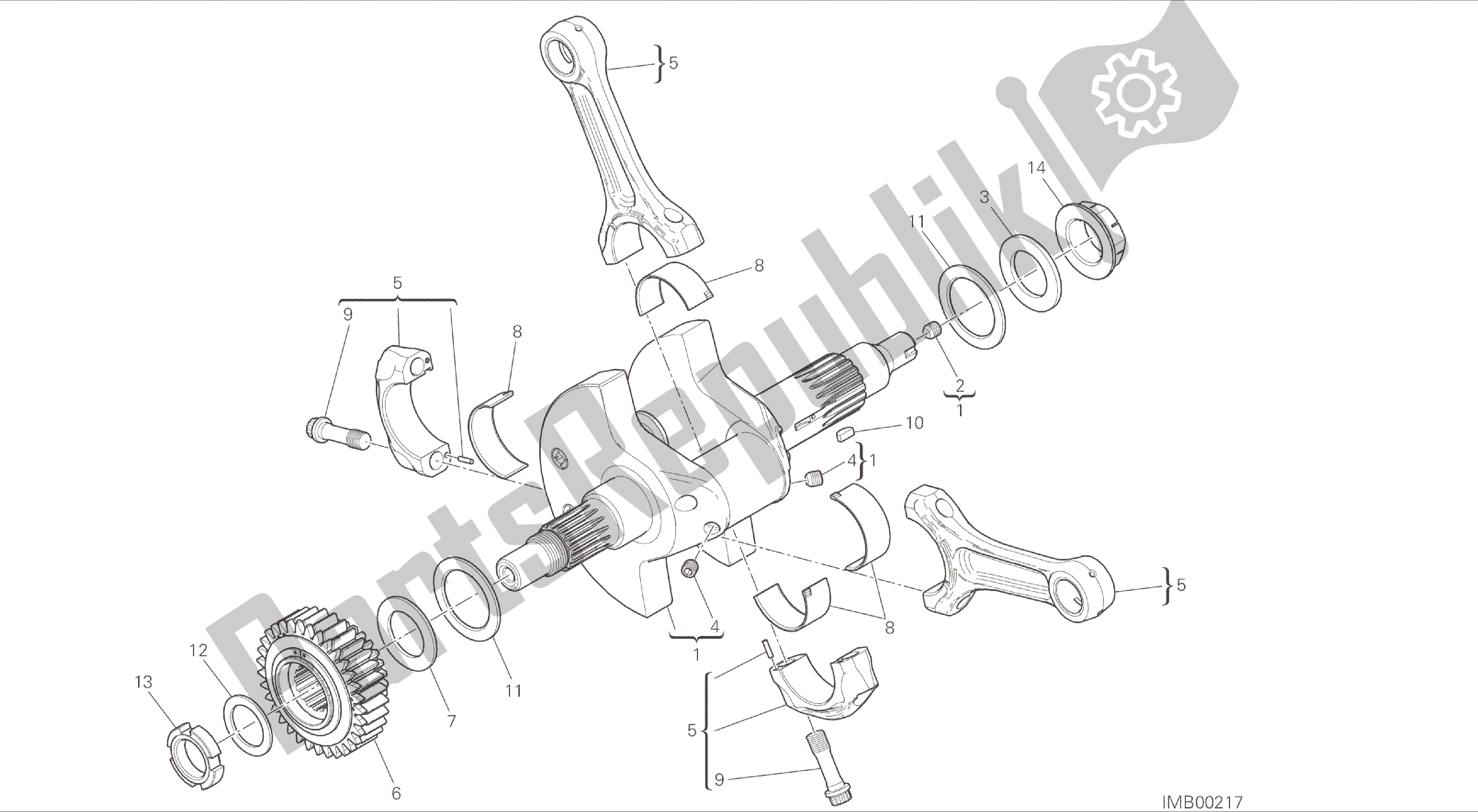 Toutes les pièces pour le Dessin 006 - Bielles [mod: Dvlc] Groupe Moteur du Ducati Diavel Carbon 1200 2016