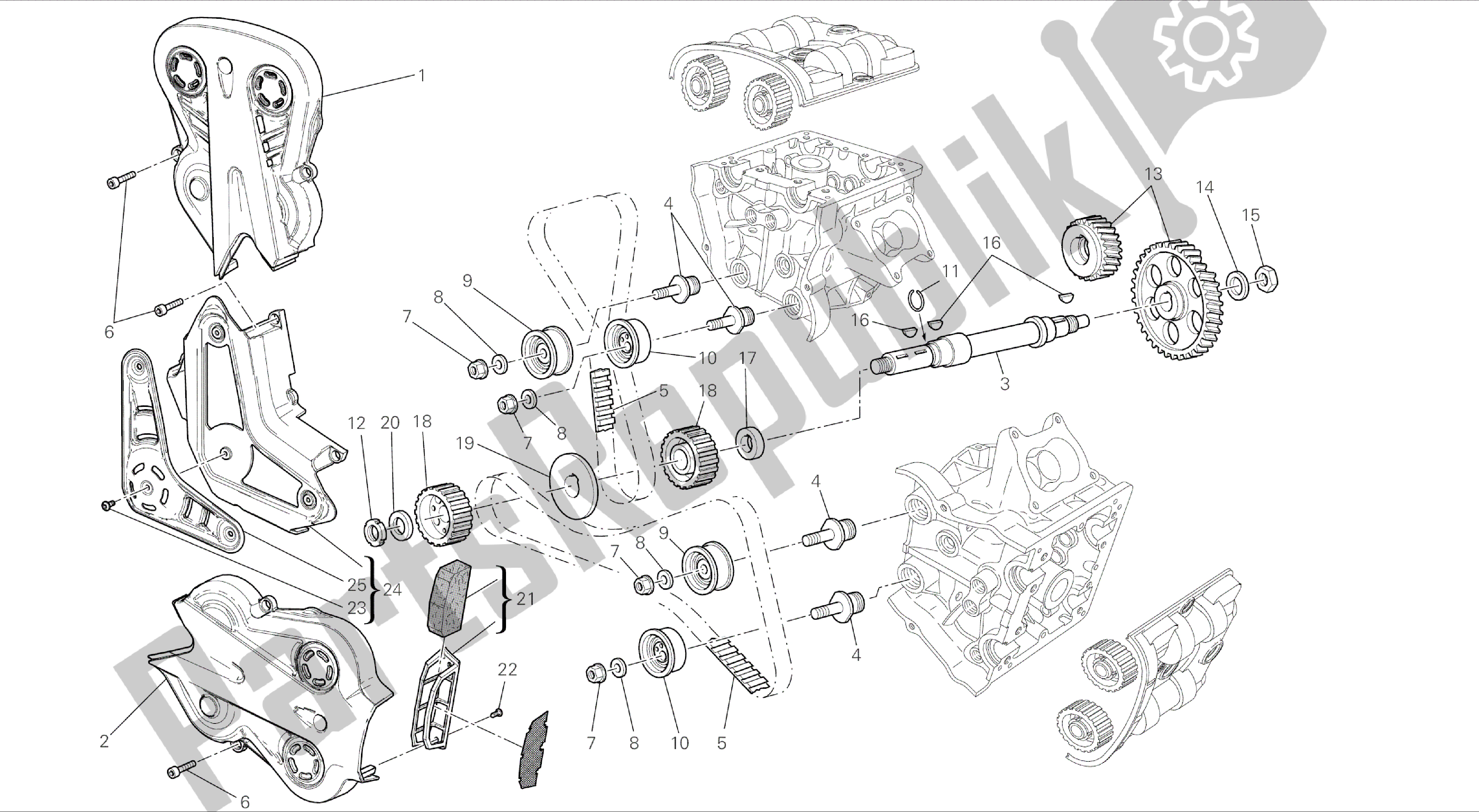 Todas as partes de Desenho 008 - Mecanismo De Grupo Distribuzione [mod: Dvlc] do Ducati Diavel Carbon 1200 2016