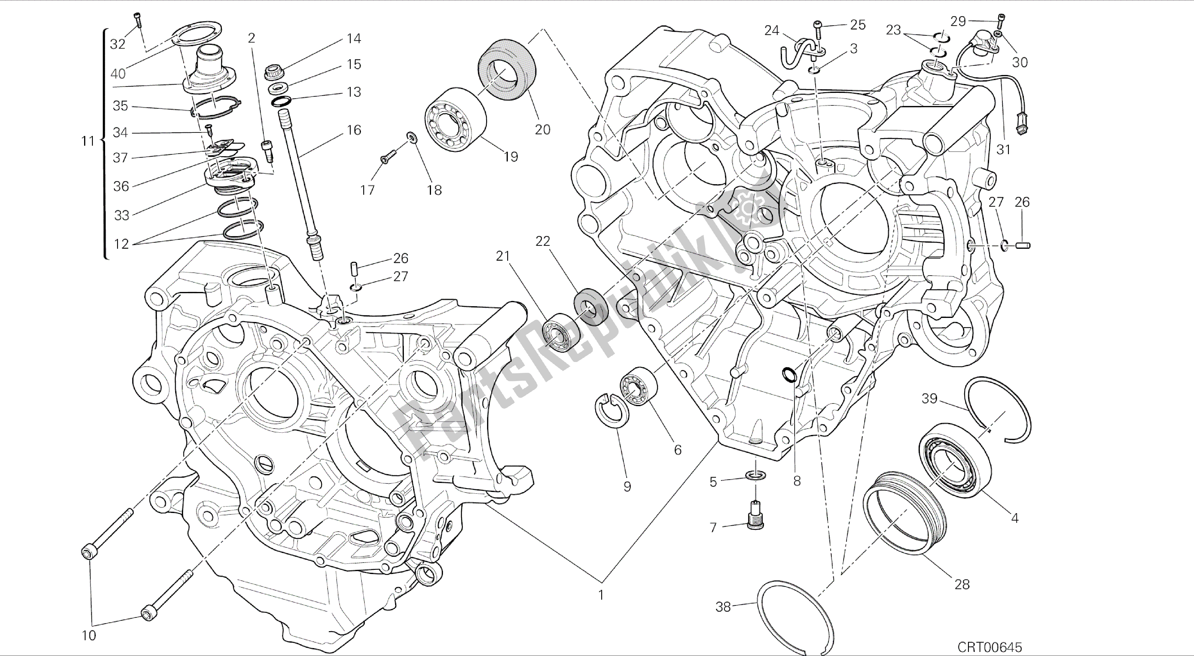 Todas las partes para Dibujo 010 - Motor De Grupo De Par De Cárter Medio [mod: Dvlc] de Ducati Diavel Carbon 1200 2016