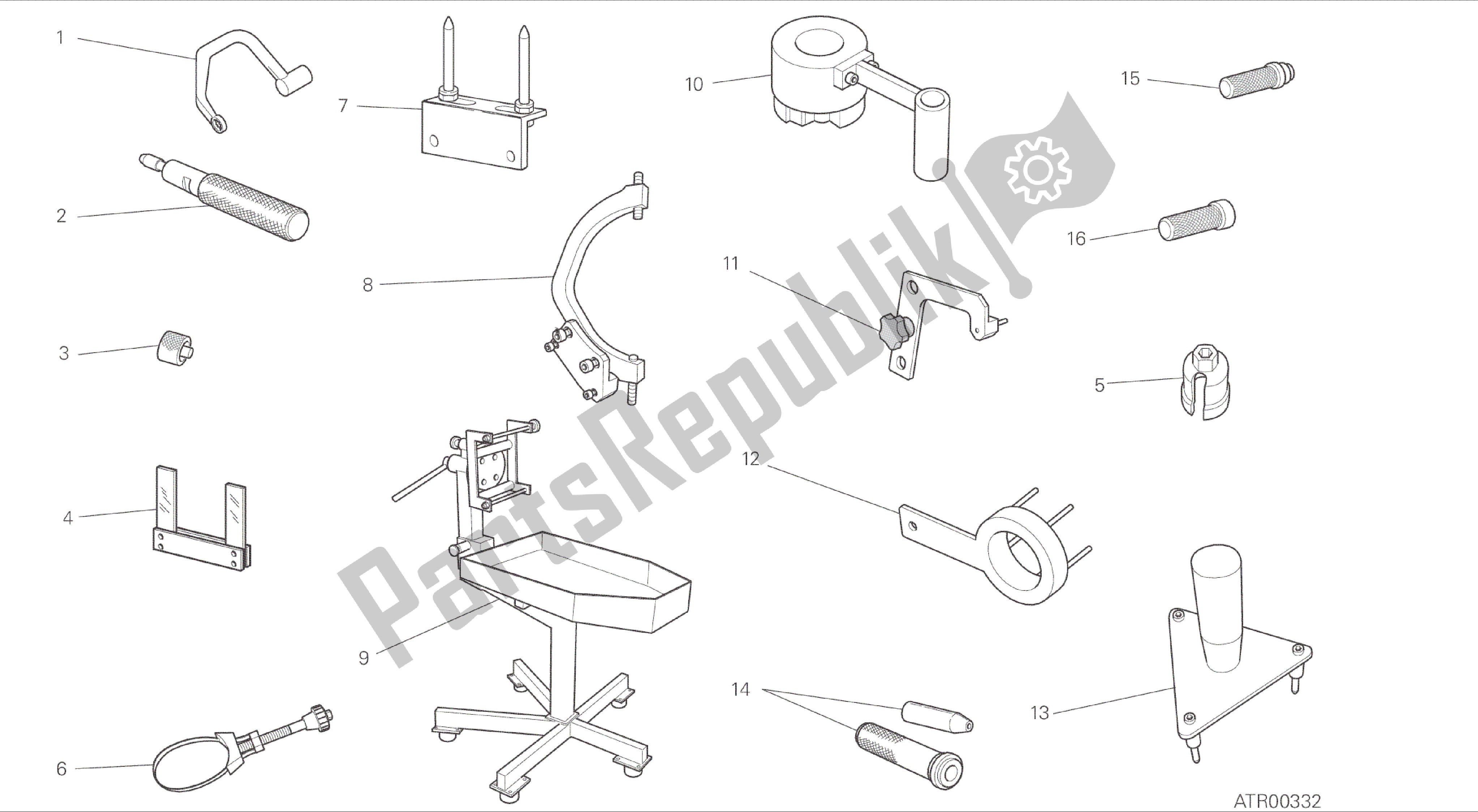 Alle onderdelen voor de Tekening 001 - Workshop Service Tools [mod: Dvlc] Groep Tools van de Ducati Diavel Carbon 1200 2016