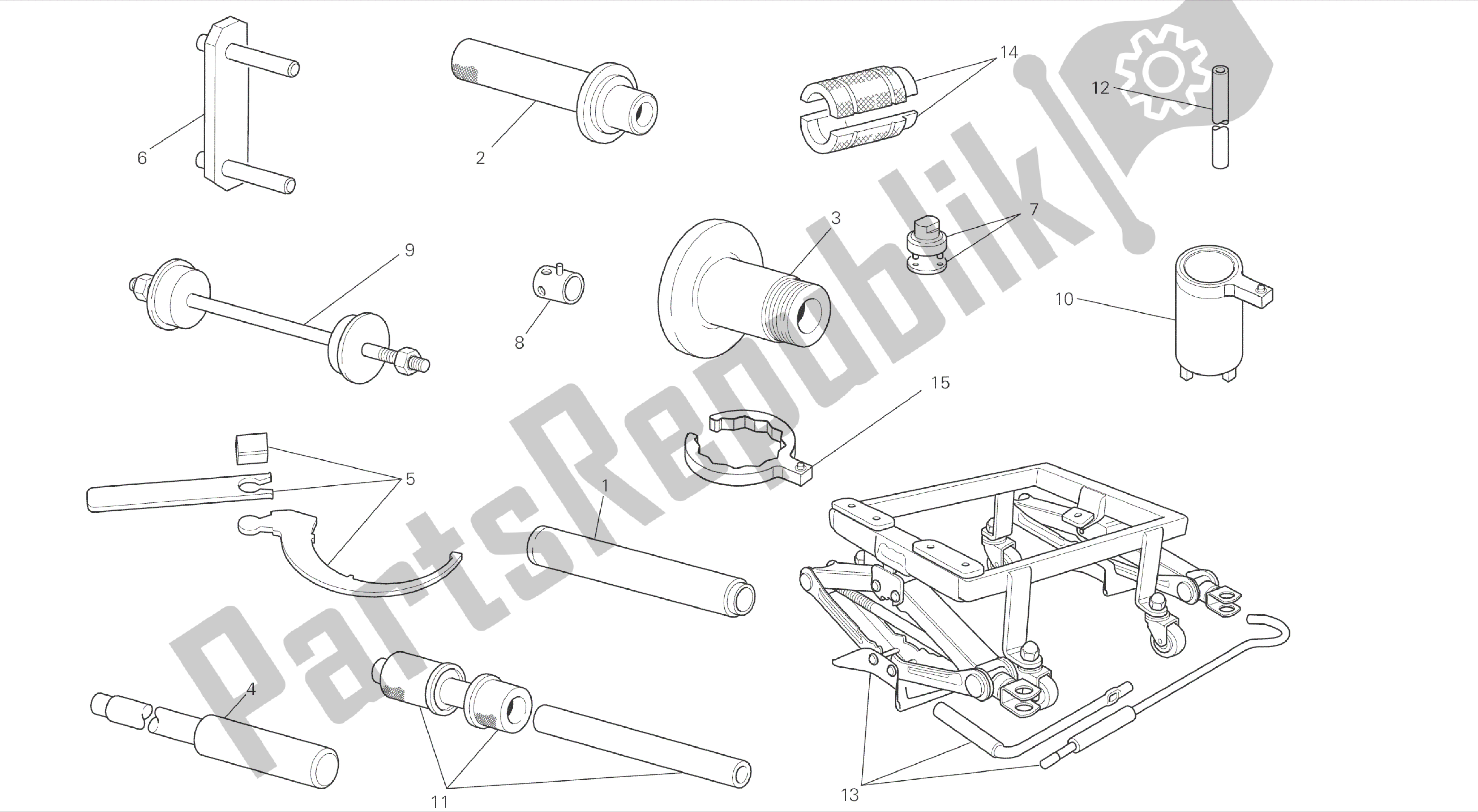 Alle onderdelen voor de Tekening 01b - Workshop Service Tools [mod: Dvlc] Groep Tools van de Ducati Diavel Carbon 1200 2016