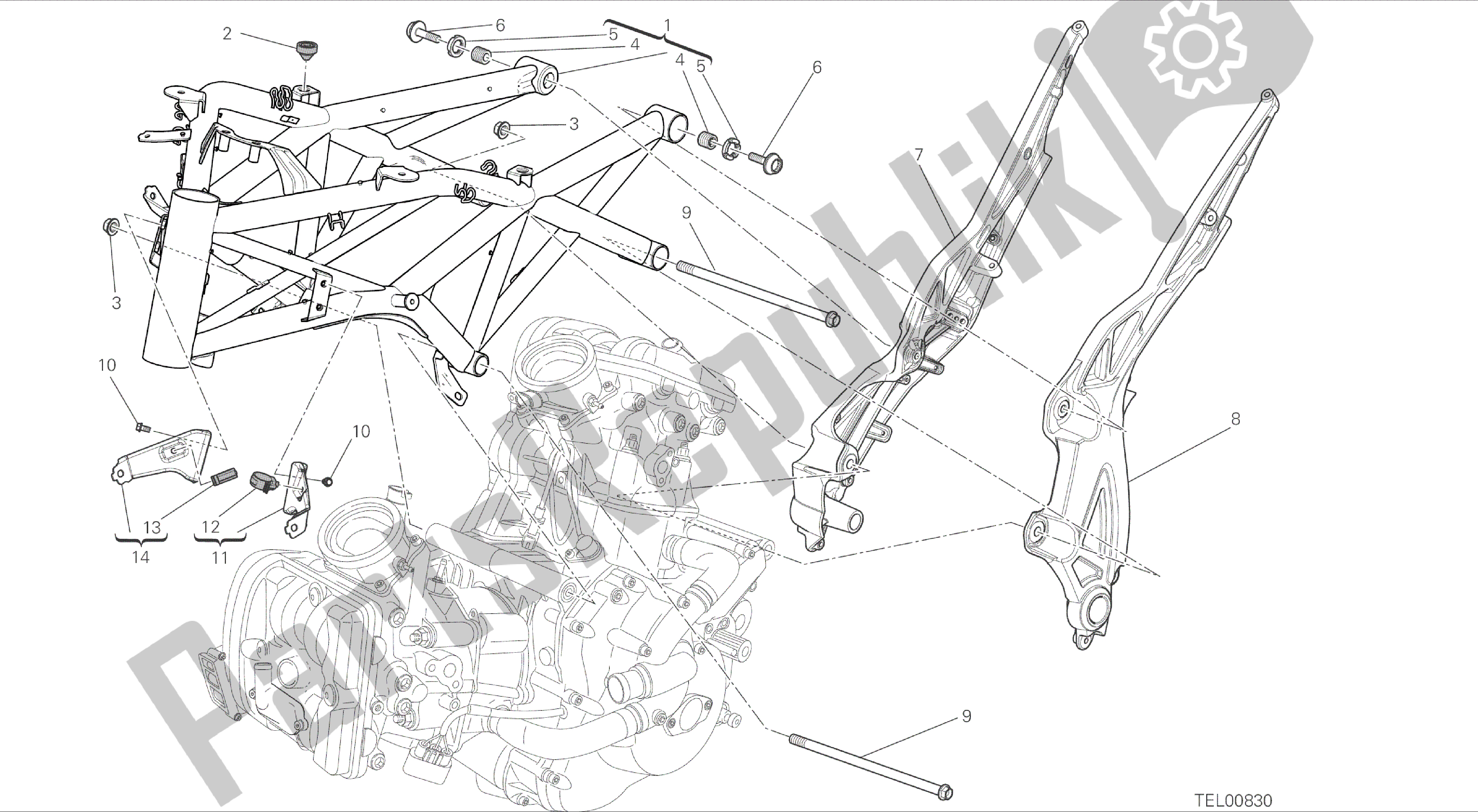 Alle onderdelen voor de Tekening 022 - Frame [mod: Dvlc] Groepsframe van de Ducati Diavel Carbon 1200 2016